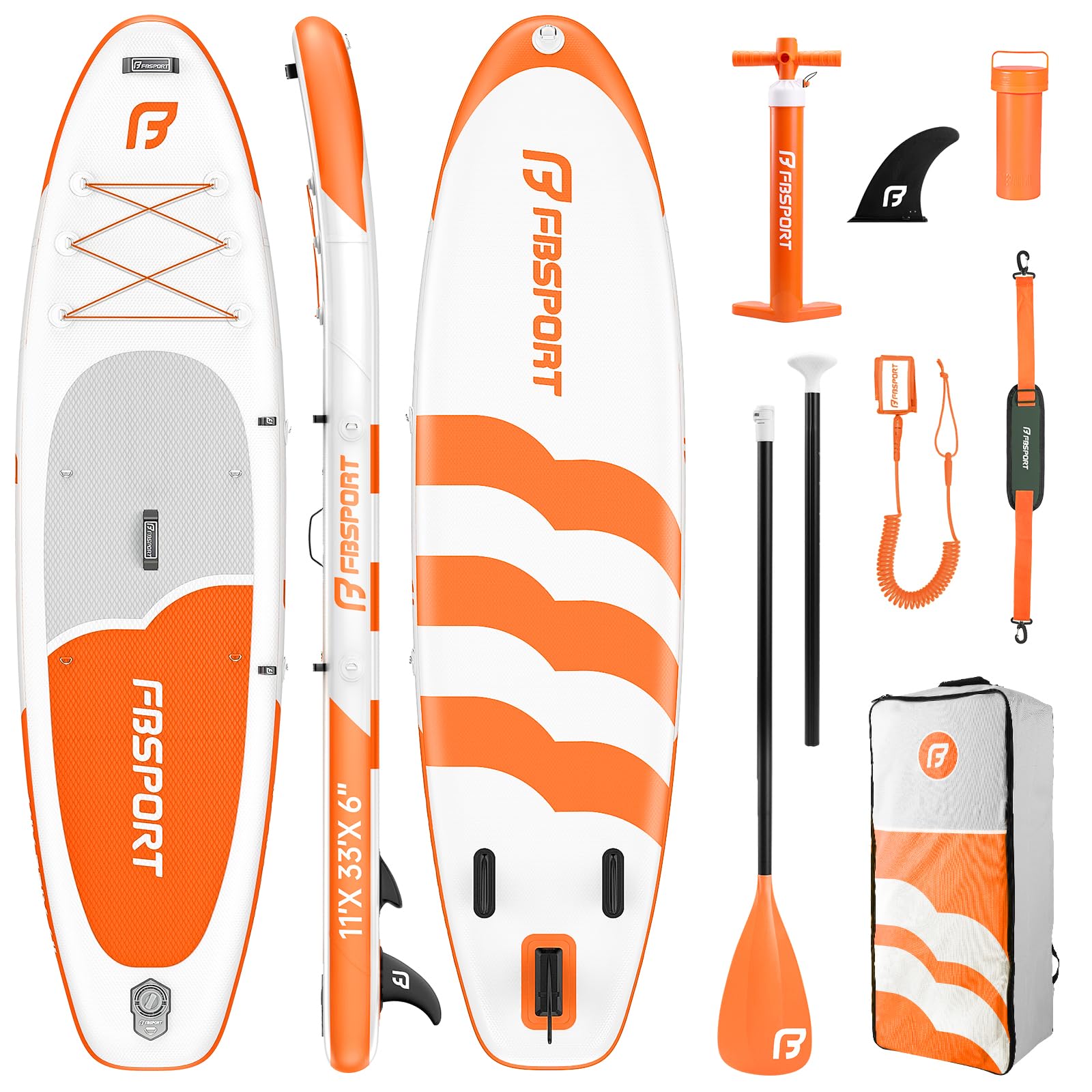 FBSPORT Tavola SUP Gonfiabile Adulti 335 cm, Extra Larga 15 cm, Capacità 160 kg, Set Completo con Pagaia e Pompa