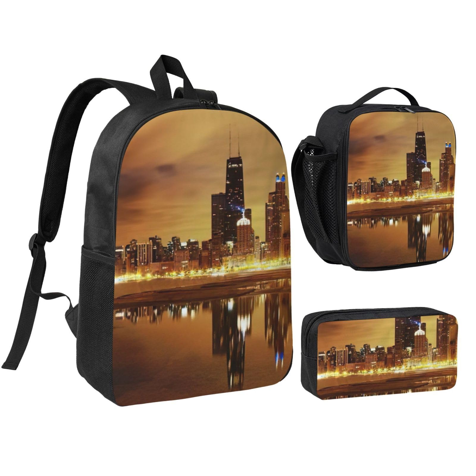 Sac à dos imprimé Chicago ensemble 3 en 1 avec trousse et sac repas taille unique - 8