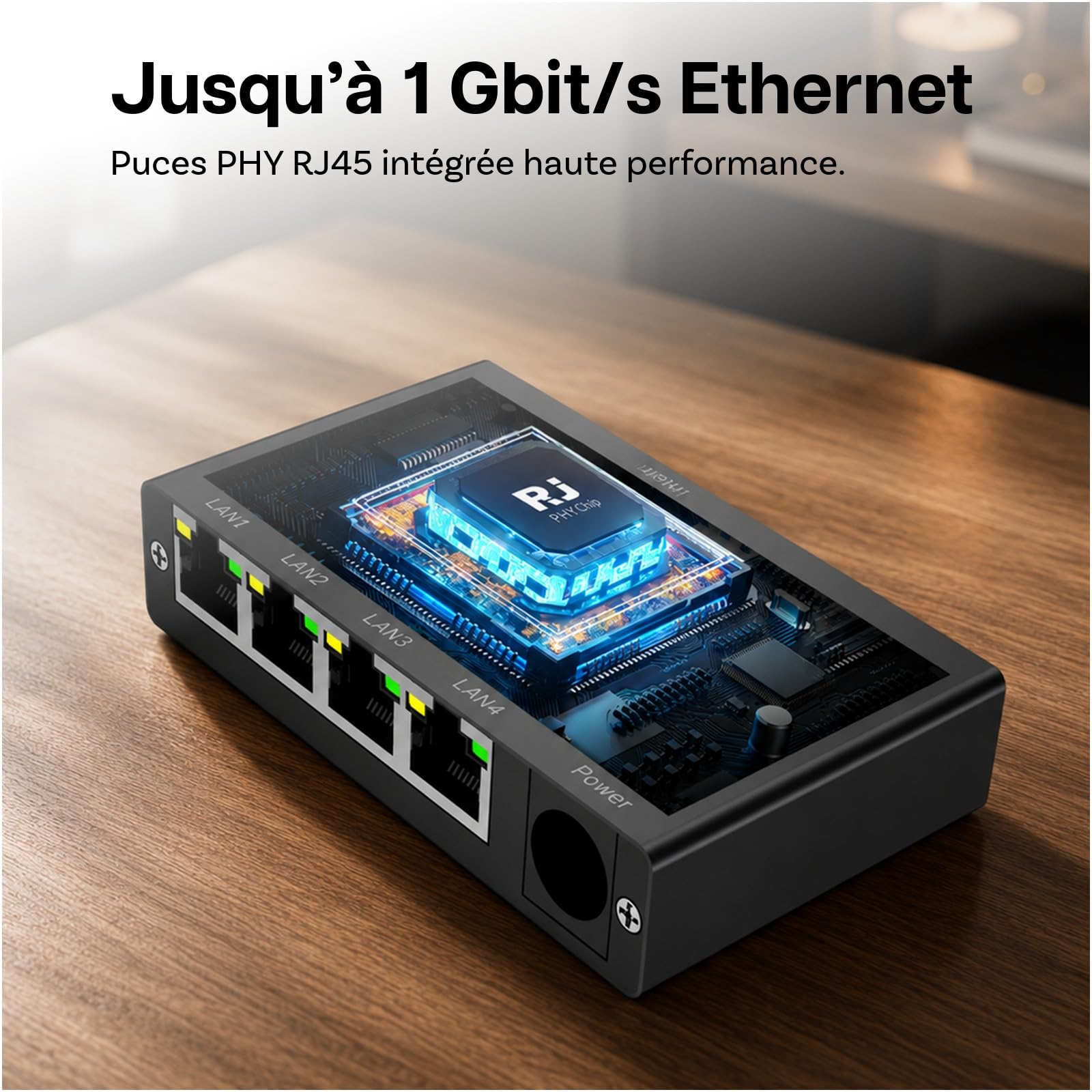 4 Ports Gigabit Adaptateur Ethernet pour Starlink Mini & Gen 3 de MMOBIEL – Switch Ethernet RJ45, Splitter Ethernet 1000Mbps avec Câble 0.5m – pour Camping-Car, Bateau, Bureau à Domicile & Gaming
