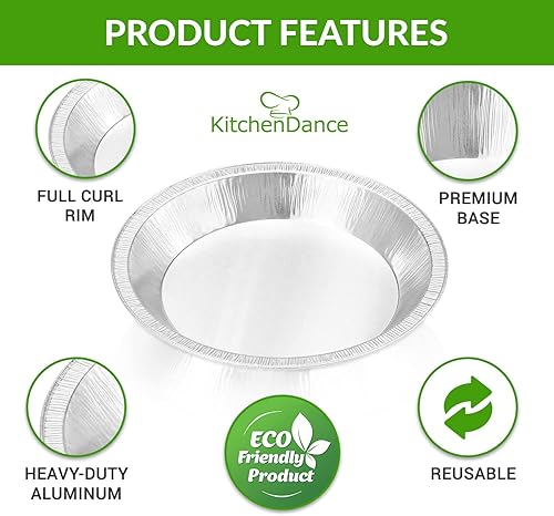 Miniatura 7 de KitchenDance - Molde desechable de papel de aluminio pesado para tartas, 36 onzas, redondo, perfecto para pasteles caseros, tartas, sartén de papel