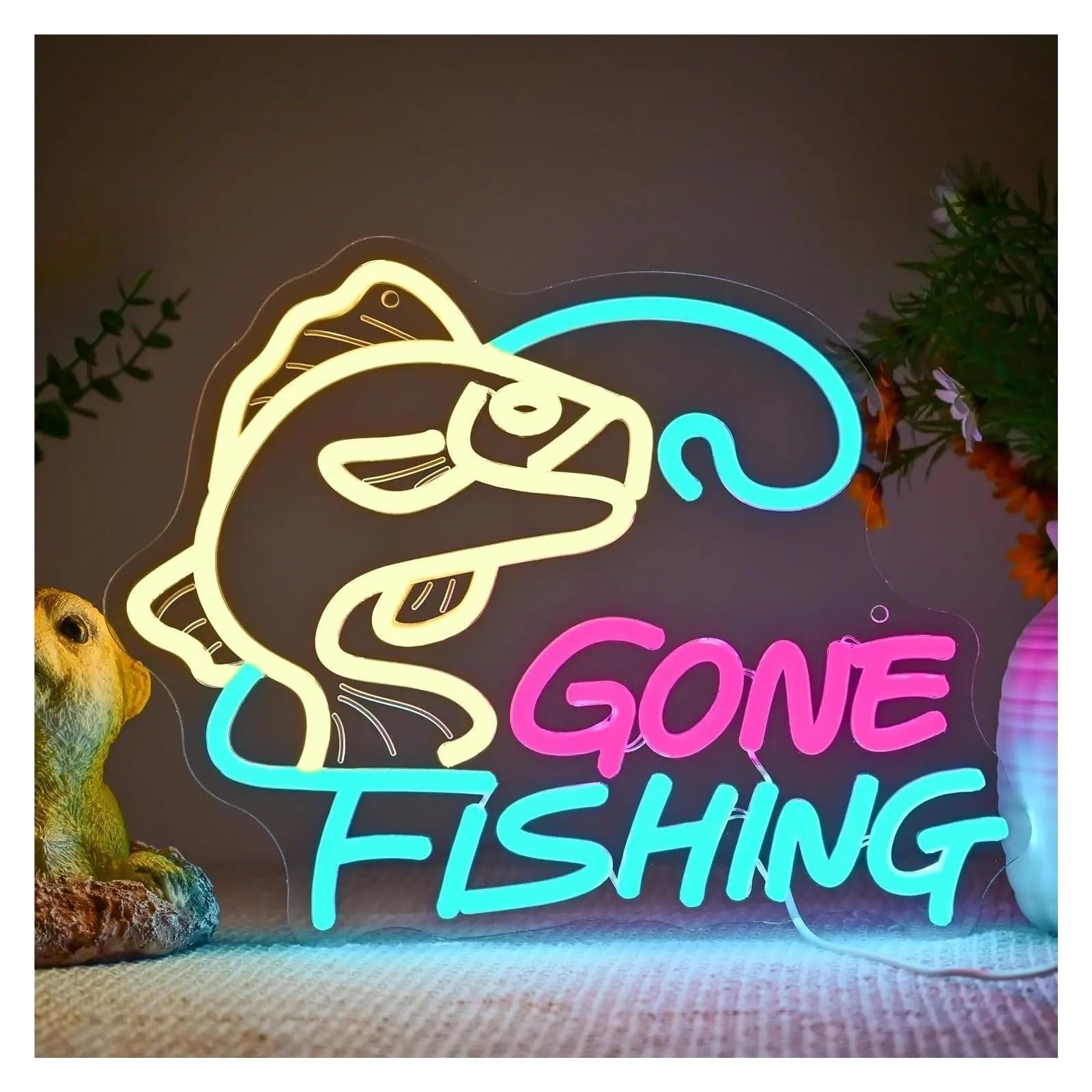 Decoración Lámparas Letrero De Neón LED Pesca Ido