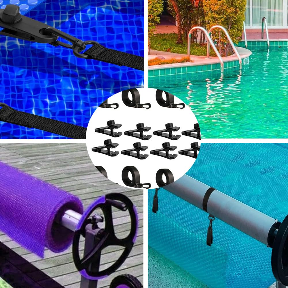 Sangles De Maintien Pour Couverture Solaire Piscine - Kit Complet 8 Pièces Universel Robuste