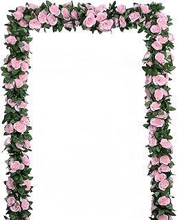 5Pcs(41FT) Flower Garland Artificial Rose Vine Garland Artificial Flower...