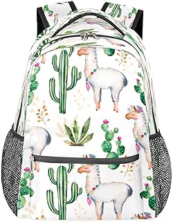 Mochilas de viagem para laptop para mulheres e homens, lhama e cacto, resistente à água, mochilas escolares leves para adolescentes meninas/meninos, mochila casual para viajar, acampar, caminhar, Multicor, Medium
