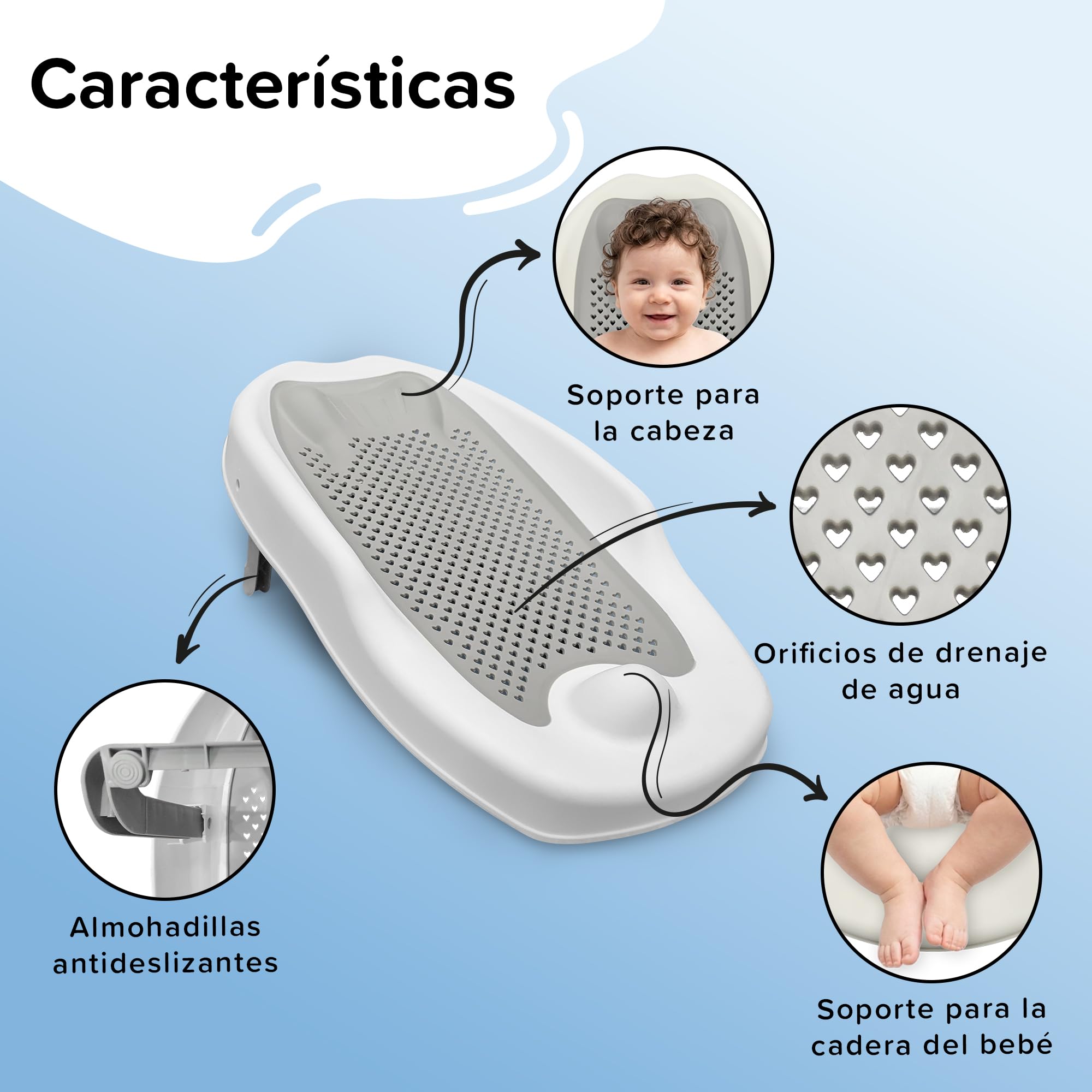Bañera Bebe con Patas. Bañera Plegable Bebé con Silla Baño portatil Bañeras para Bebes Plegables con Soporte Metalico Antideslizante Tubo de Desagüe y Aclarador para Bebe