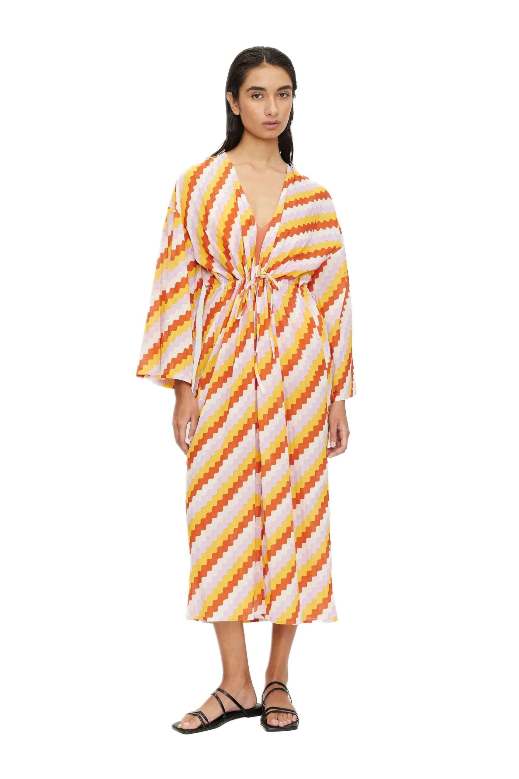 Kimono de playa Compania Fantastica con estampado zigzag 8