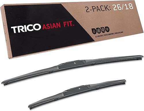 TRICO Solutions Asian Fit - Paquete de 2 limpiaparabrisas de repuesto para automóviles de alto rendimiento de 26 y 18 pulgadas, para modelos Honda,