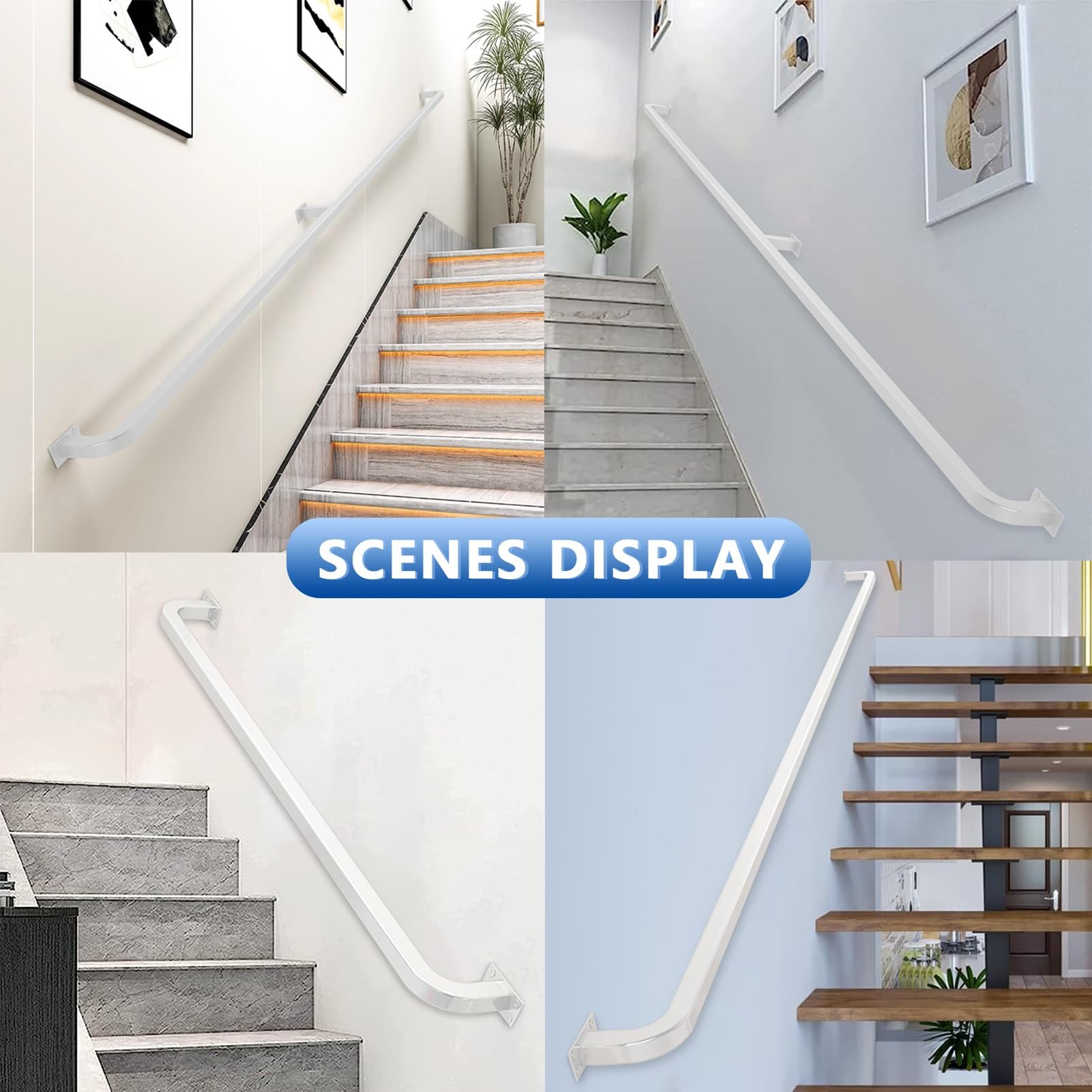 Corrimano per Scale Bianco - Kit Completo，Corrimano per ringhiere per Scale Supporto da Parete in Ferro battuto per Interni ed Esterni，Corrimano per Scale 1m 1.5m 2m 2.5m 3m (Size : 120cm)