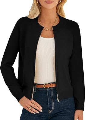 GRACE KARIN Womens Long Sleeve Zip Up Cardigan Sweaters Lightweight Fashion Sweater Jacket Knitted Spring Clothes