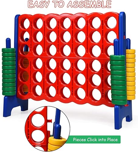 Vista 22 de Costzon Juego gigante gigante de 4 en una fila, Jumbo de 4 en fila para niños y adultos, juego de conexión de patio para interiores y exteriores