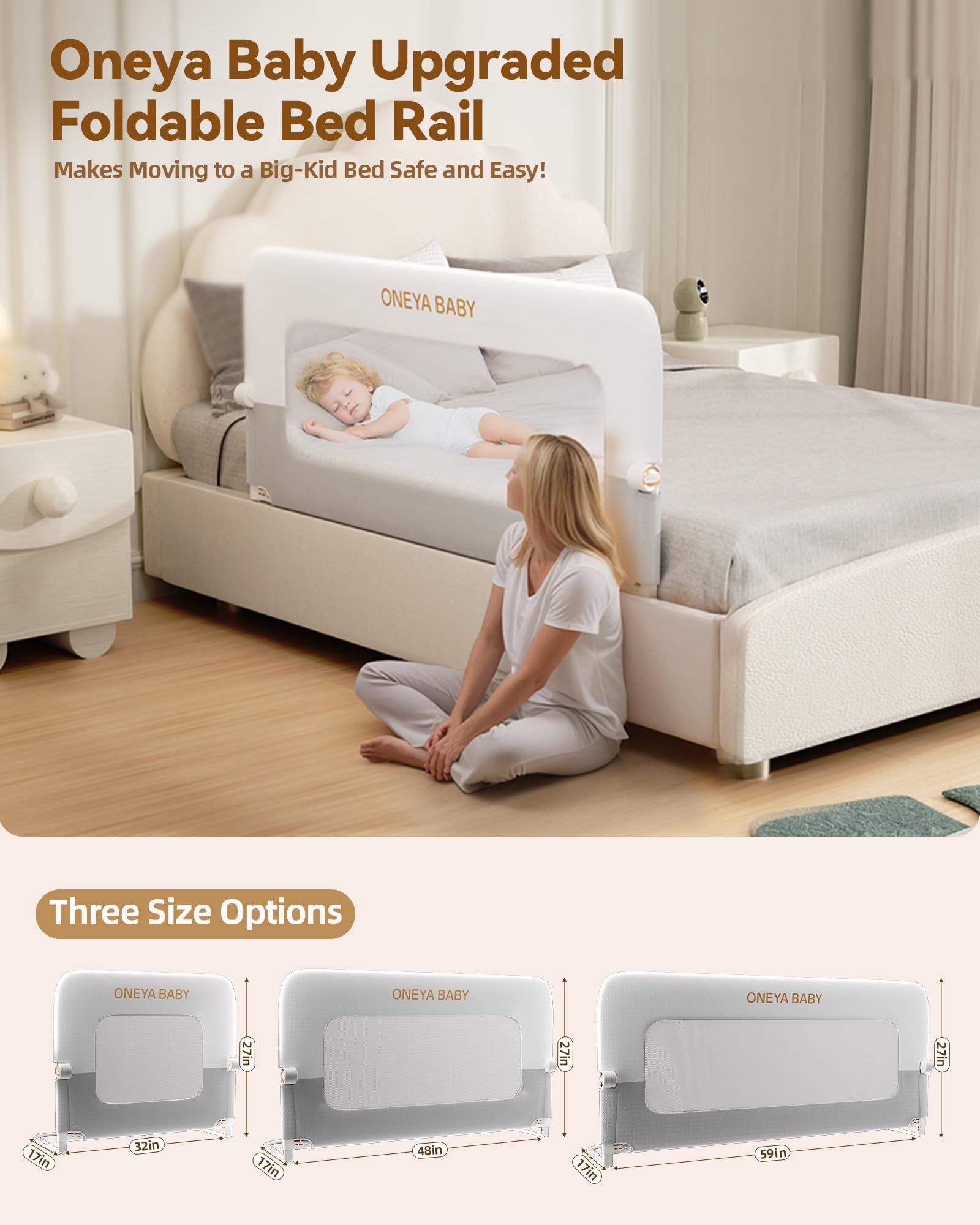 Protector de barandilla para cama de bebé, riel grueso de 48 pulgadas para niños pequeños, extra alto, para niños, barandilla lateral de seguridad para niños, para cama individual, matrimonial, Queen