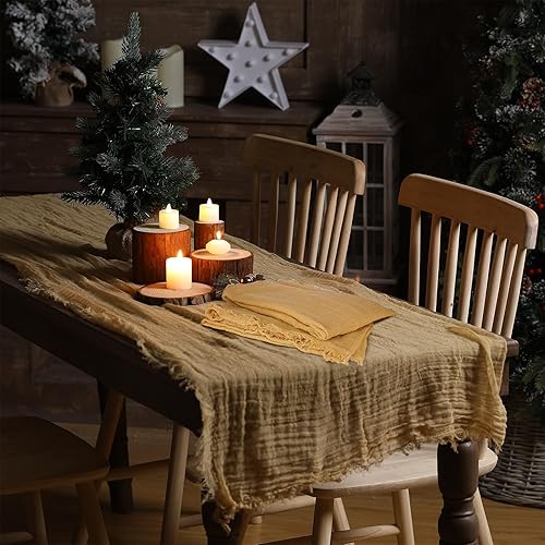 Miniatura 6 de Patelai 2 piezas de camino de mesa de Navidad de 47 x 70 pulgadas, camino de mesa de arpillera, camino de mesa rústico, accesorios para fiesta de