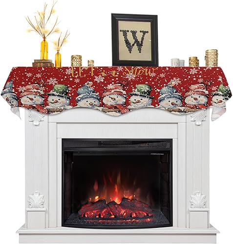 Miniatura 7 de Snowflake Tree Fireplace Mantel Scarf Table Runner,Winter Garland Mantel Top Tablerunners Dresser Scarves Cover Decorations for Windows Party Living