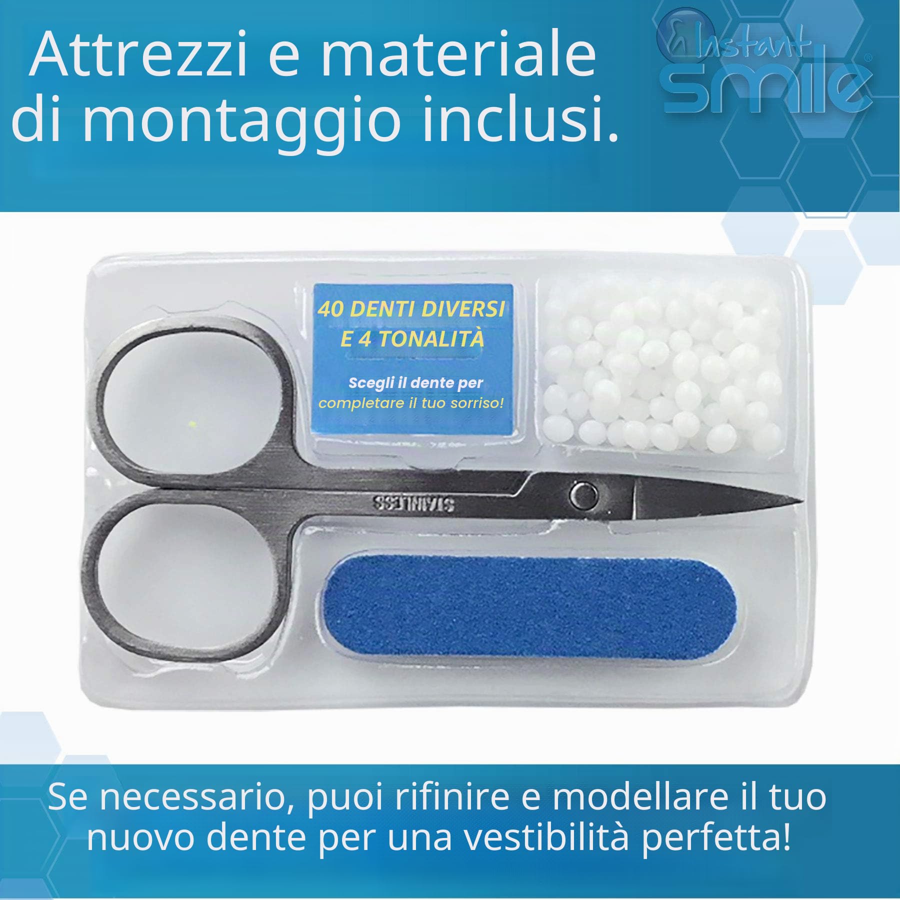 Instant Smile Completa il Tuo Sorriso Temporary Dental Replacement Kit, Easy Fit, One Size