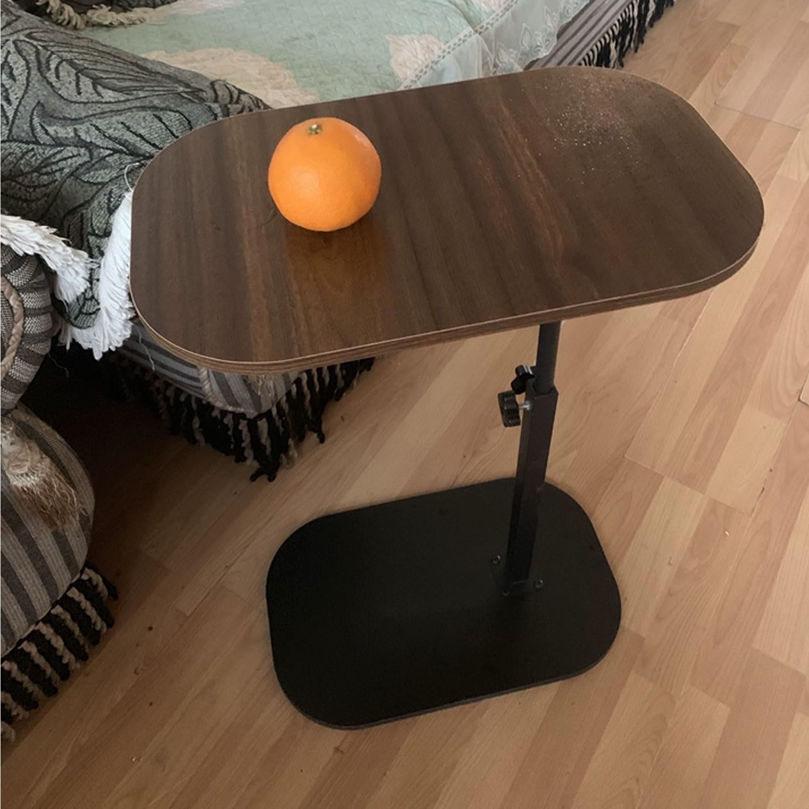 Mesa Auxiliar Regulable en Altura Mesita de Noche de Tablero Artificial, Mesita de Noche de Dormitorio, Tablero Engrosado Giratorio 360°, para el Hogar, Hospital(Brown)