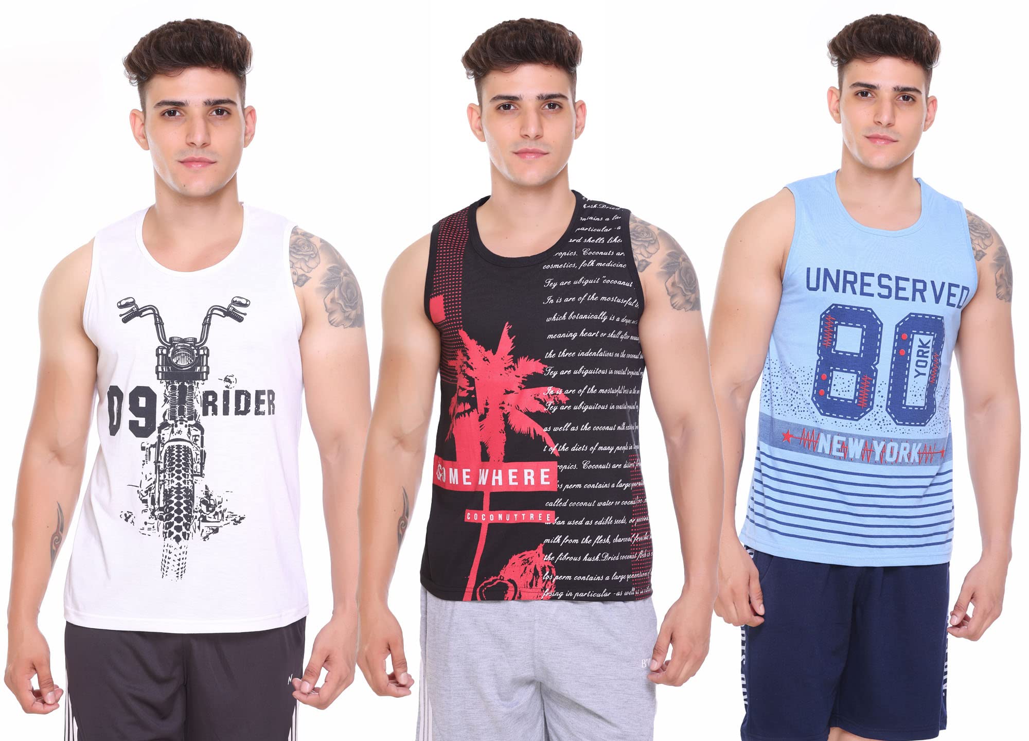 tollfree Sleeveless Vest for Men || Tank Top Sando || Workout Tshirts || Sports Vest || Goa Beach Wear Swimming T-Shirt || Running Tops || Gym Vest for Men || Pack of 3 ||-picture-18