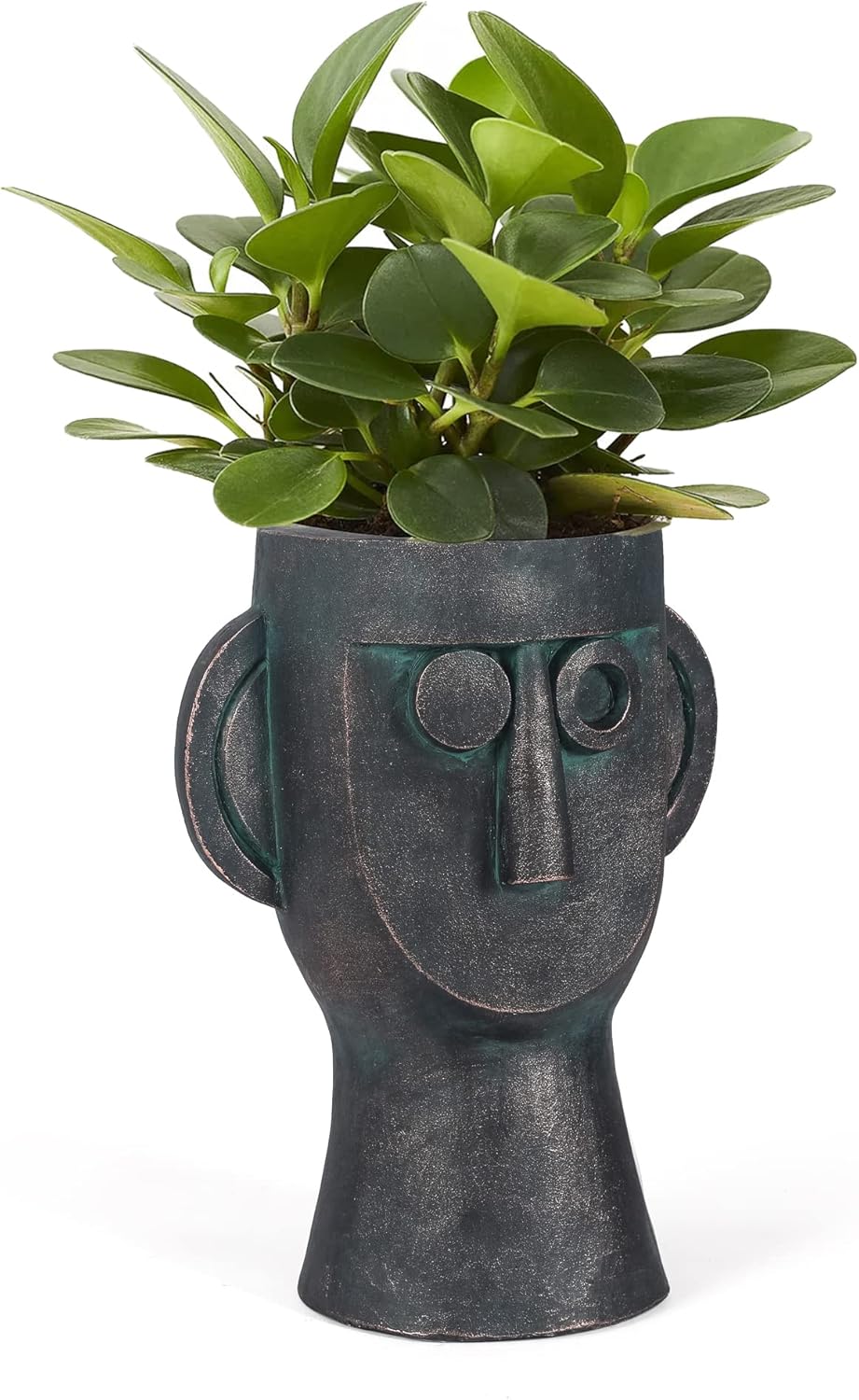 Adeco Easter Island Statue Planter 15 inches Height Face Head Planter Yard Decorations Urn for Plants