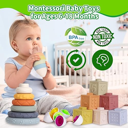 Miniatura 2 de Dulsaera Juguetes 6 en 1 para bebés de 6 a 12 meses, juguetes sensoriales para niños pequeños de 1 a 3, juguetes Montessori para 1 año, juguetes
