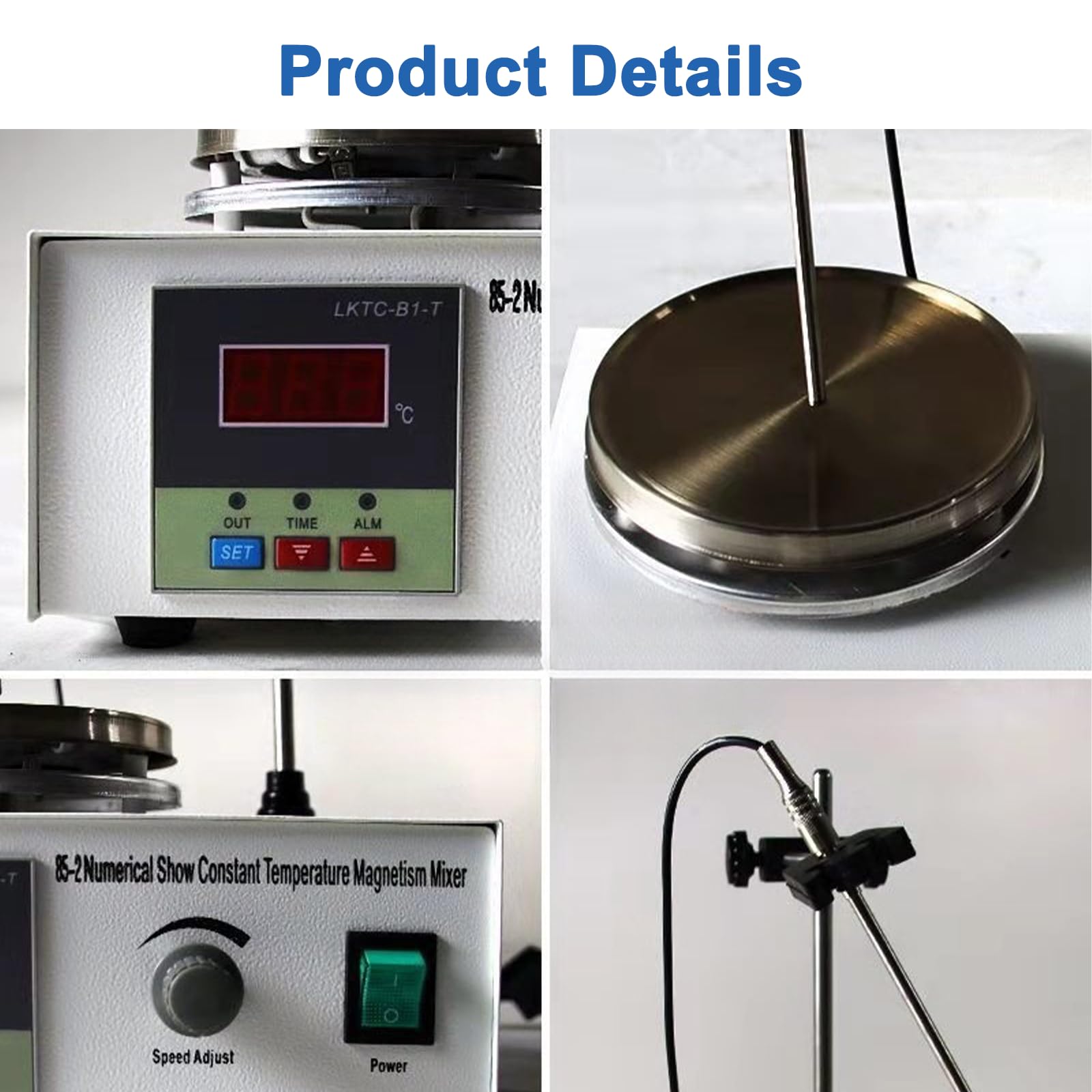 Mieszadło magnetyczne o pojemności 1000 ml, laboratoryjny mikser z płytą grzejną z cyfrowym wyświetlaczem LED, 1 mieszadłem / 1 czujnikiem temperatury, 0-2400 obr./min Bezstopniowa regulacja