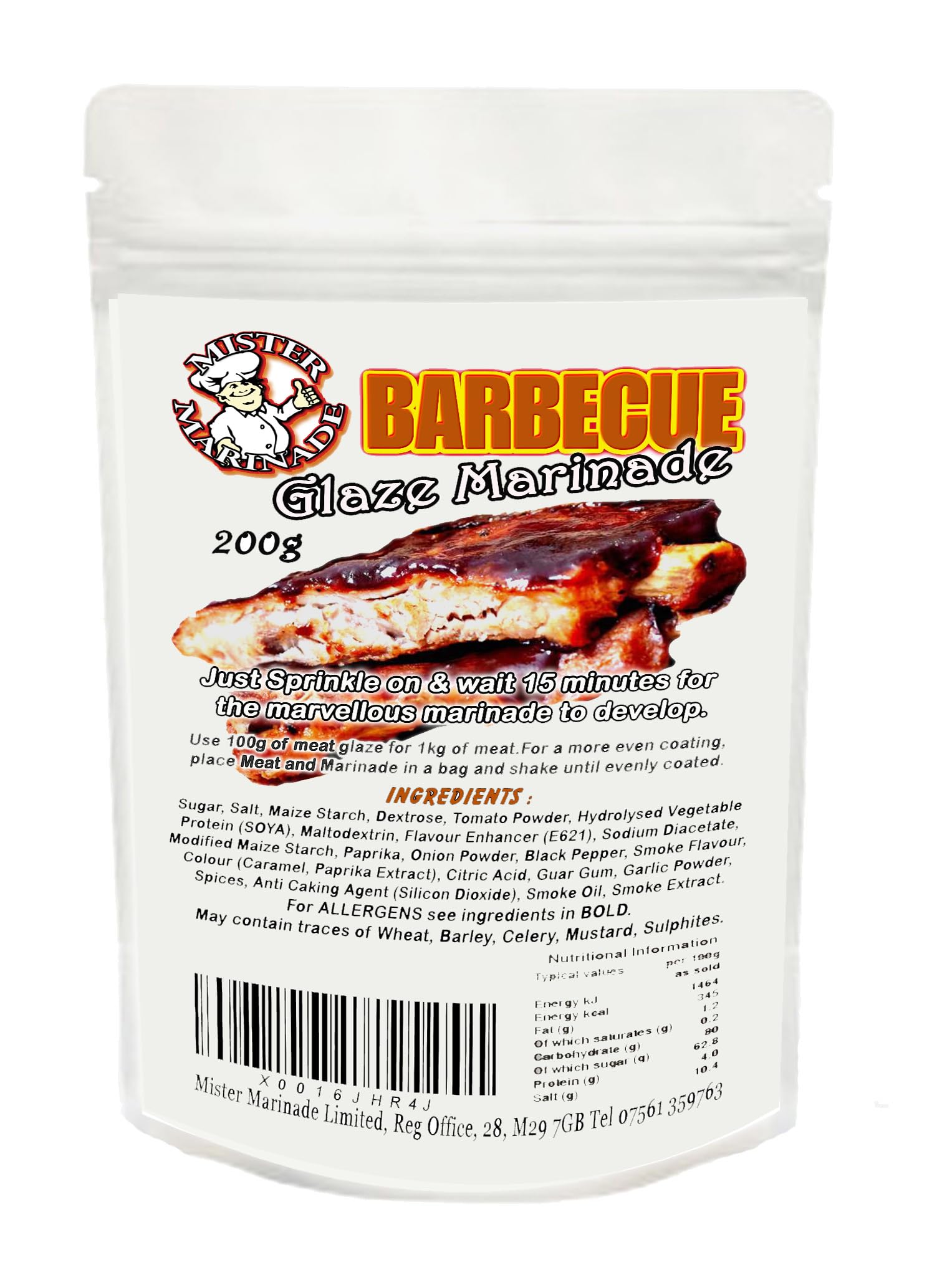 MISTER MARINADE Meat Glaze BBQ Rub Marinade 200g All Flavours (Barbecue)