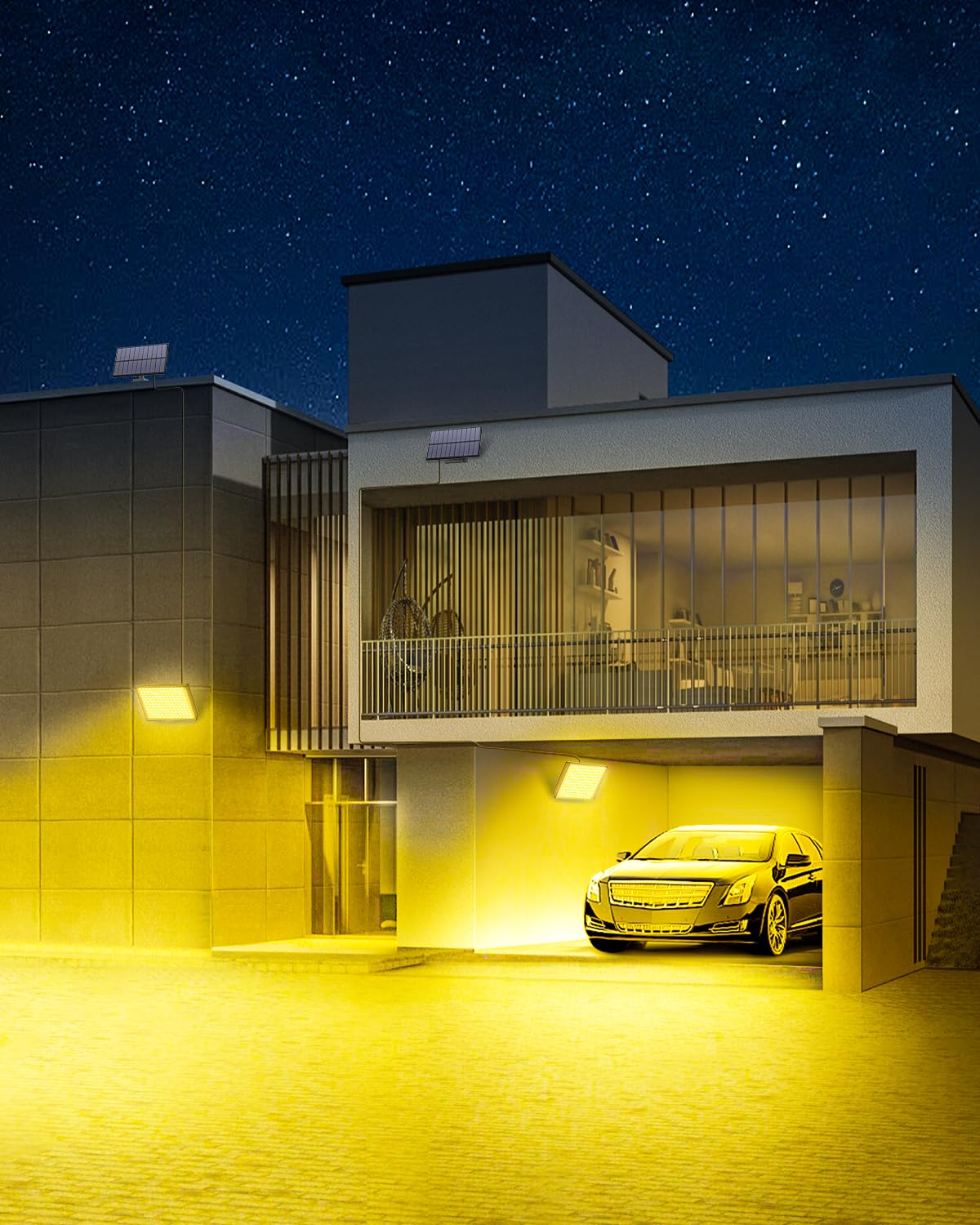 Topabol Faretto Led da Esterno Solare con Sensore di Movimento,400LED 3 Modalità Luce Solare LED Esterno,Giallo Caldo Impermeabile Luci Solari da Giardino per Sicurezza e Illuminante (2 Pezzi)