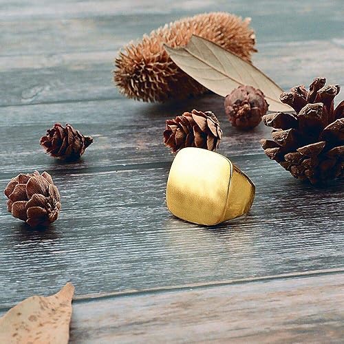 Miniatura 6 de Anillos de oro y plata para mujer, anillos gruesos chapados en oro, anillos cuadrados de metal ancho, joyería de disfraz de cóctel