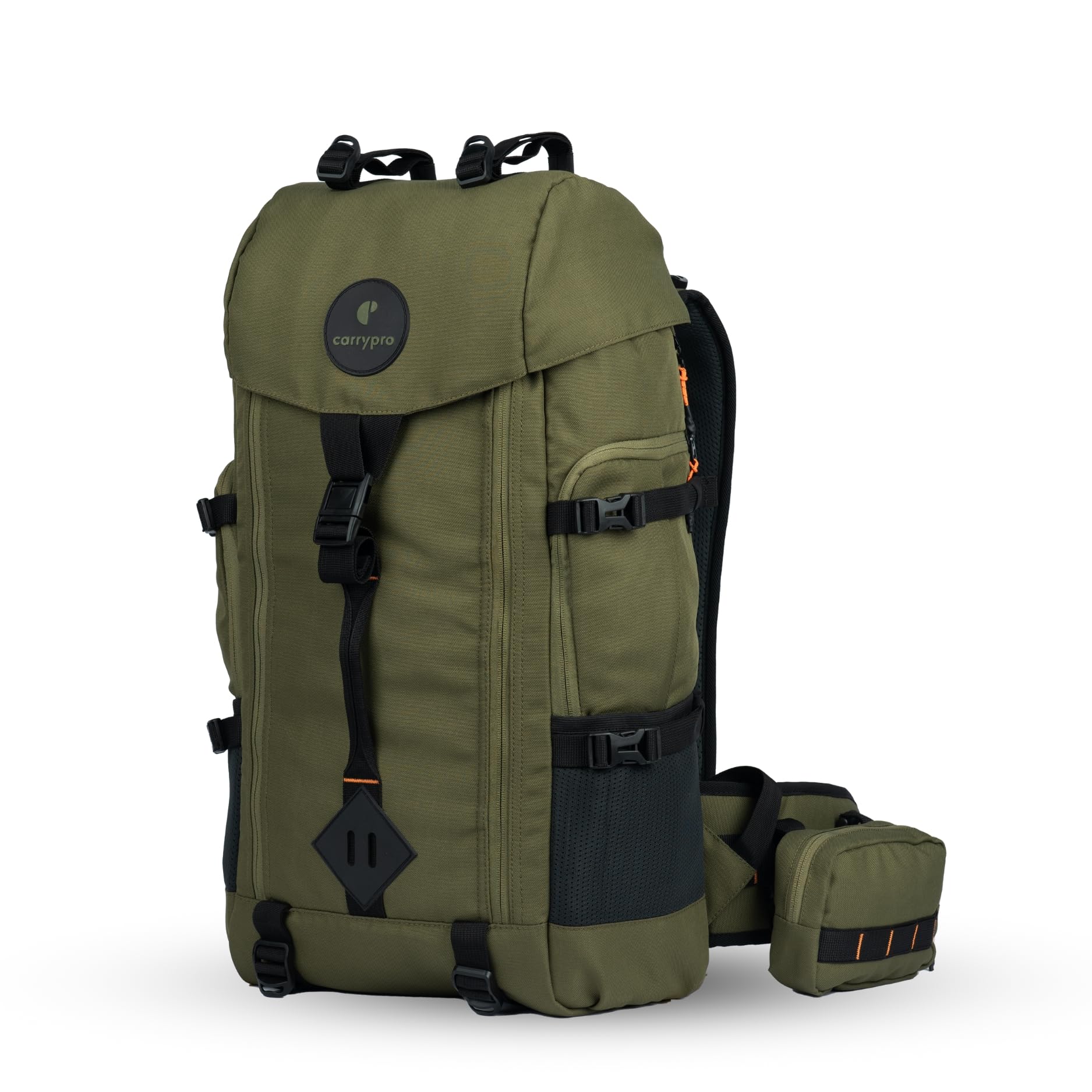 CarryPro HOBO40 v2.0– 40L Functional Travel Backpack for Men & Women, Camping, Biking, Trip, Trekking Bag, Fits 15.6” Laptop, Water-Resistant with Rain Cover & Travel Pouch, 2-Year Warranty