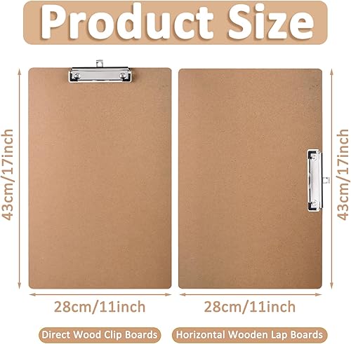 Miniatura 2 de Paquete de 4 portapapeles de madera, tableros de clip de 11 x 17 pulgadas con clip de perfil bajo, tablero horizontal de madera dura, portapapeles