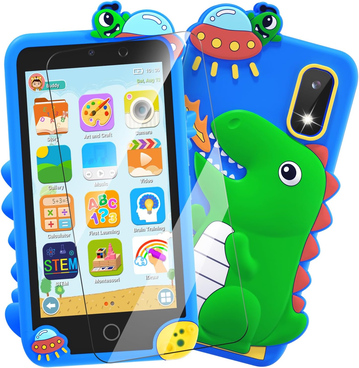 Minibear Kids Toy Smartphone, 3.97" Dual Camera Phone for Toddler, Learning Toys Play Phone with Games Music Player No WiFi for Girls Boys Age 3-12 Christmas Birthday Gifts with 32g SD Card