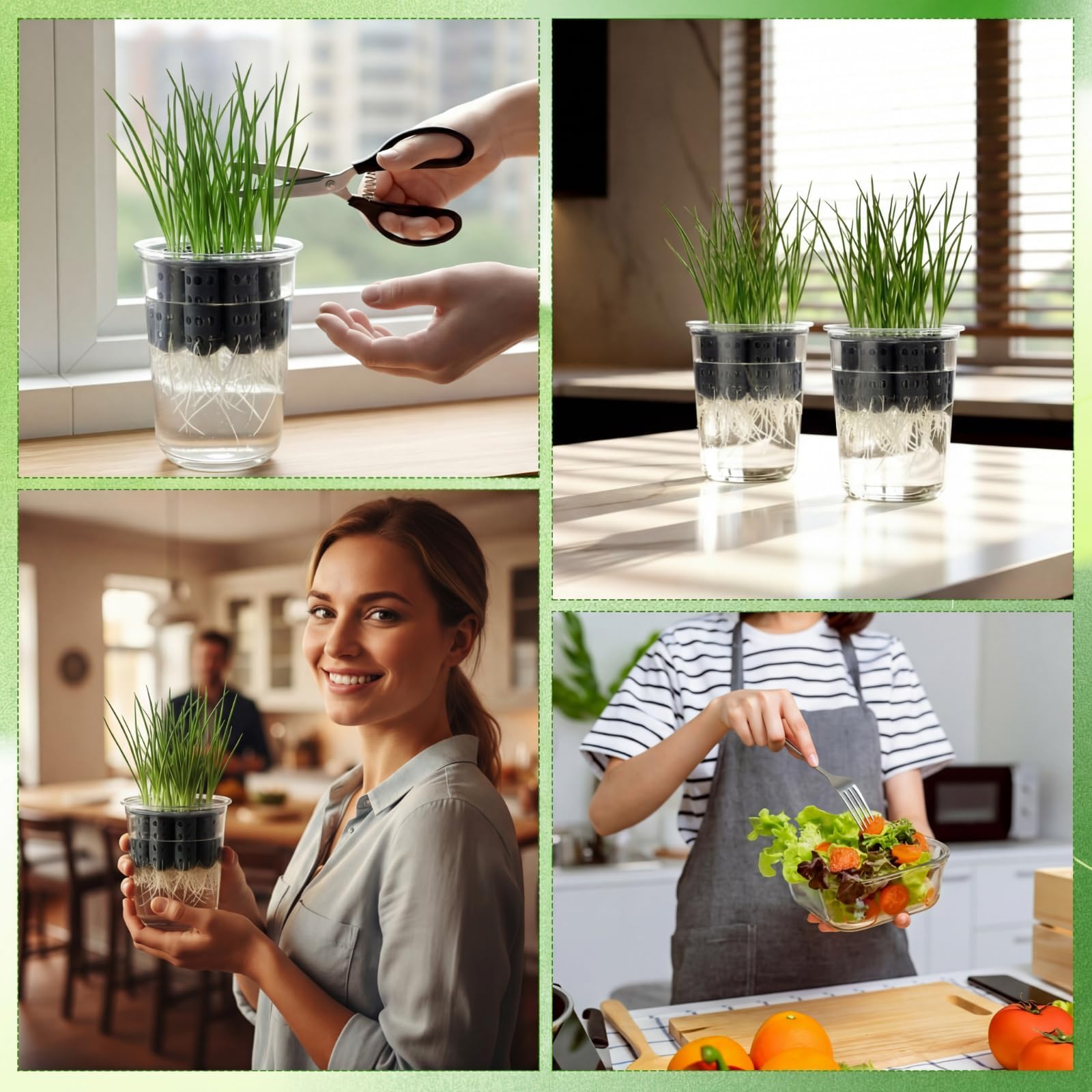 Kit per germogliare i semi di cipolla verde, compatibile con barattoli di vetro a bocca regolare, per davanzale da giardino, coltura idroponica e appassionati di propagazione idroponica (2, bianco)