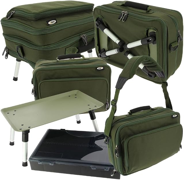 NGT Deluxe Two Tier Adjustable Anglers Fishing Box Case System with Bivvy Table