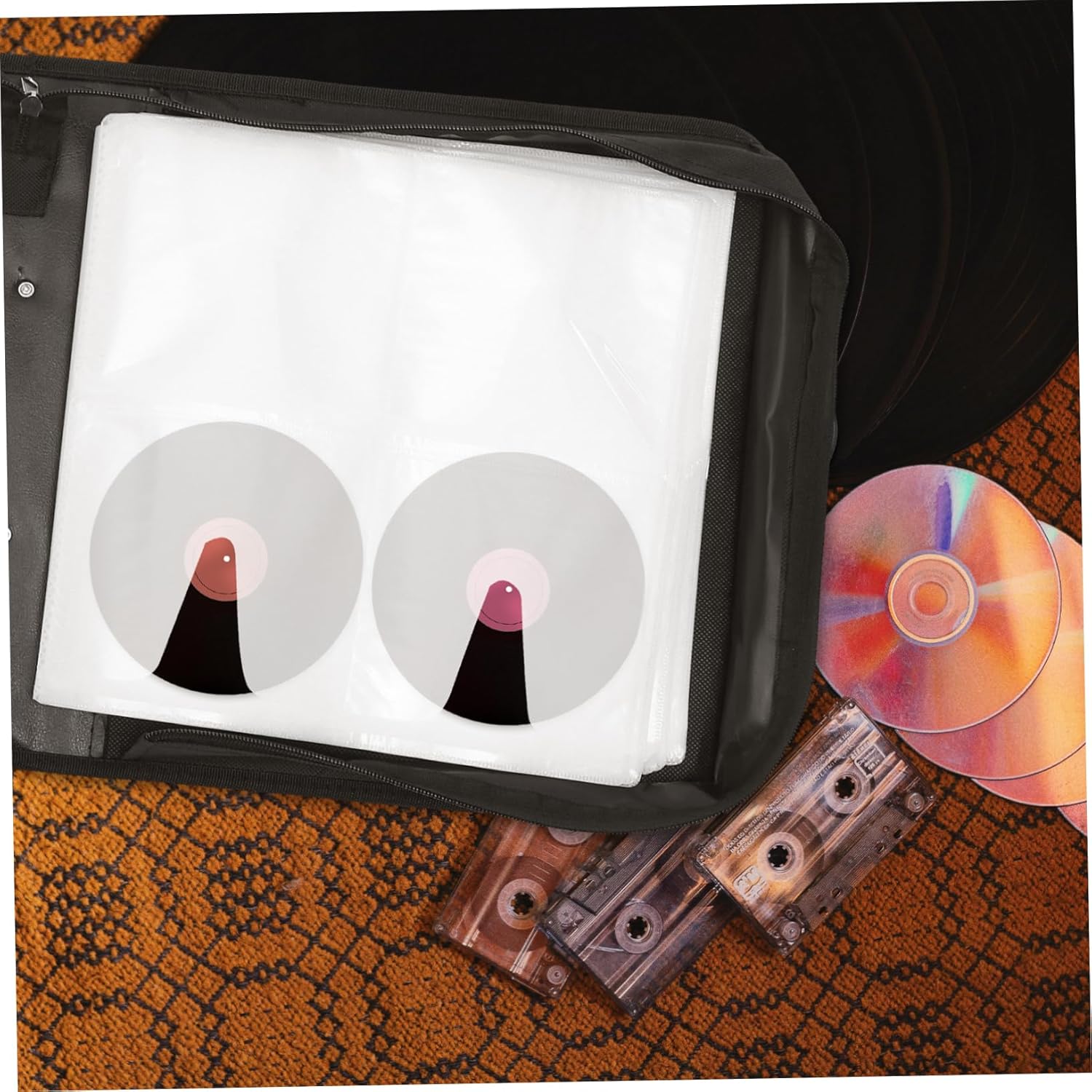 200 Pieces Cd Storage Bag Large Capacity Pu Case for Travel Red Cd Pouch Storage Large Travel Pouch