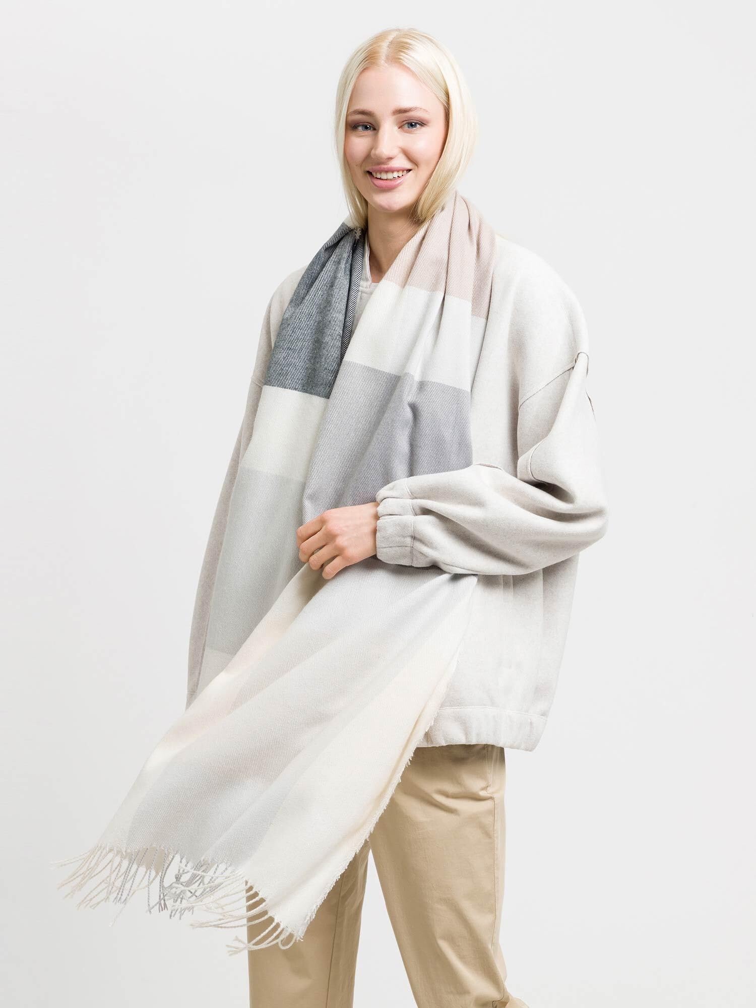 FRAAS Bufanda Soft Colour Block Mujer/Hombre - con flecos otoño/invierno Invierno