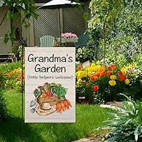 Vista 5 de Hafhue Grandma's Garden Little Helpers - Bandera de bienvenida para jardín, 12 x 18 pulgadas, doble cara para decoración de césped para exteriores