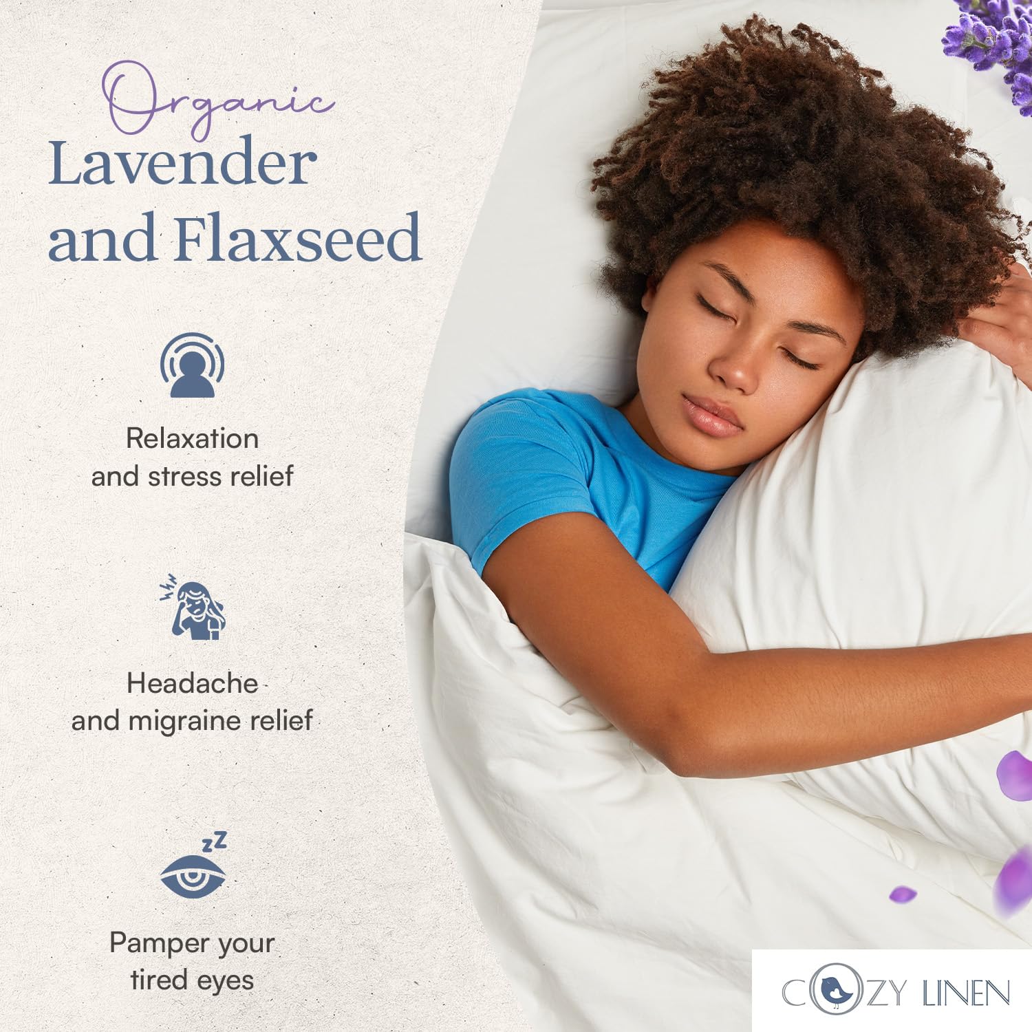 WELLROX Cuscino Per Occhi Ponderato Con Lavanda - 100% Cotone E Semi Di Lino - Maschera Rilassante Per Dormire, Yoga, Meditazione E Viaggi