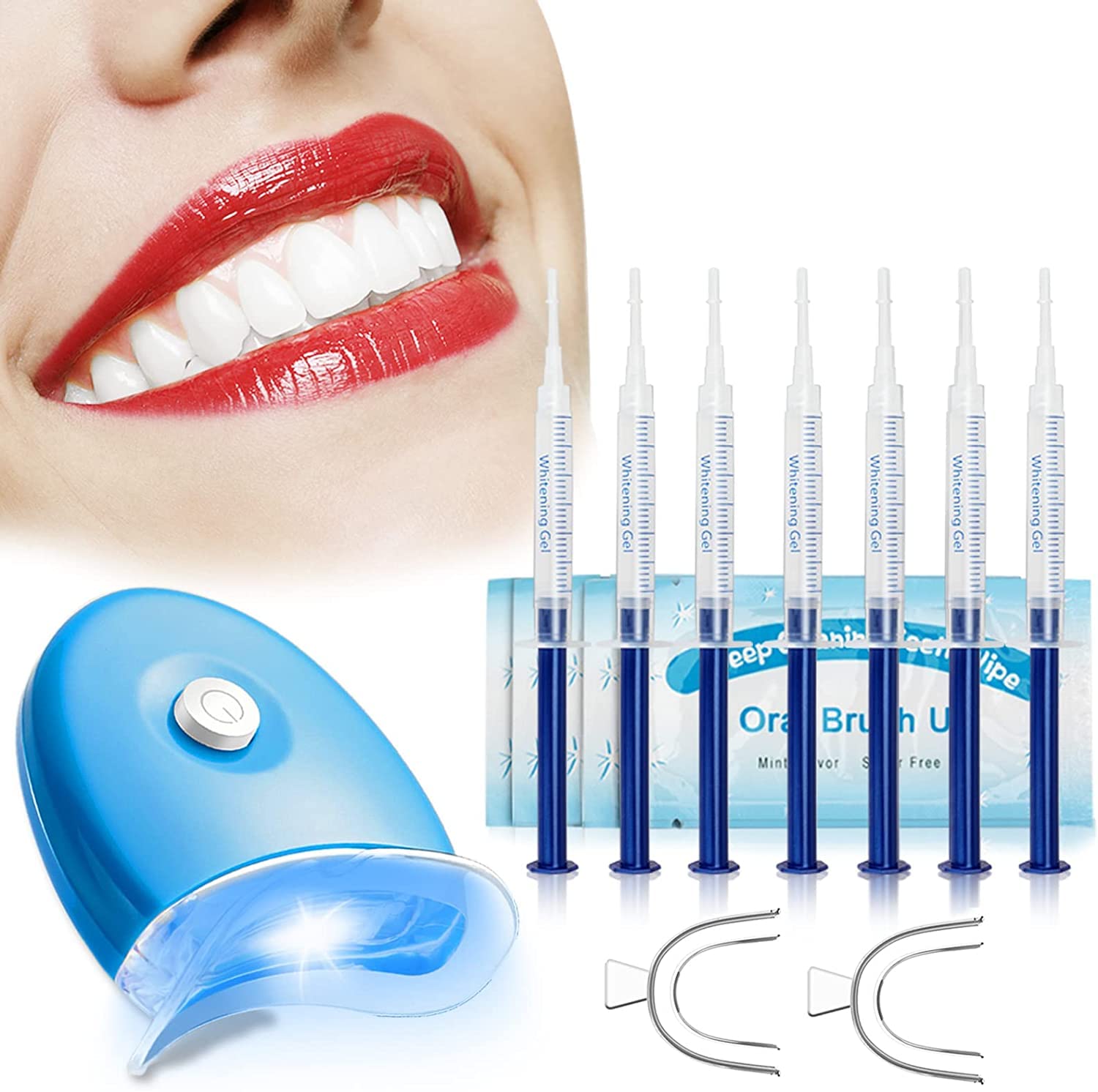 Kit Sbiancamento Denti, 10 * 3ML Gel Sbiancante Denti Led Professionale, Rimuove Denti Macchie e Riduce Sensibilità dei Denti per Pulizia e Sbiancamento dei Denti