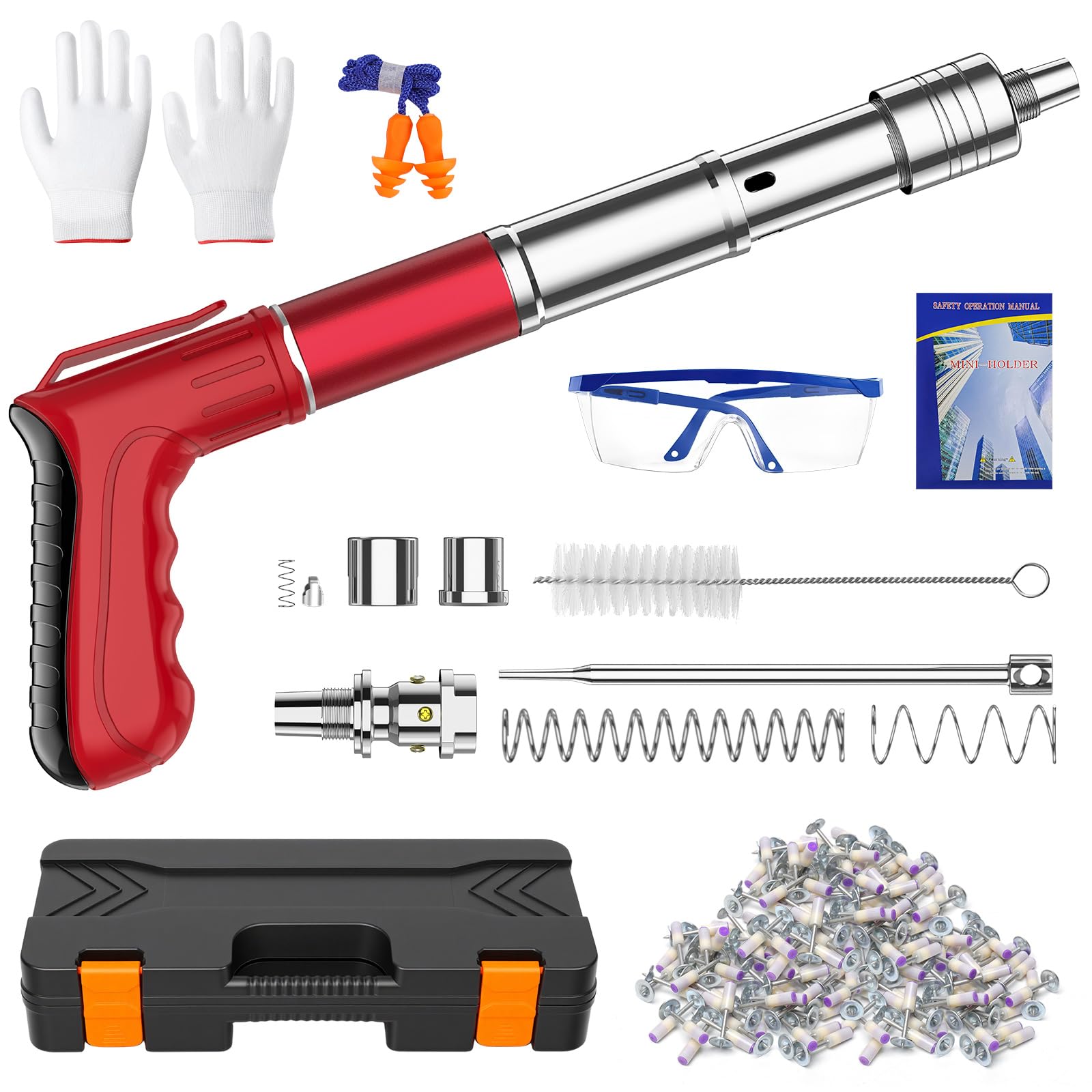 SWBSLL Concrete Nail Gun Kit, Portable Manual Nail Gun with 150pcs Nails
