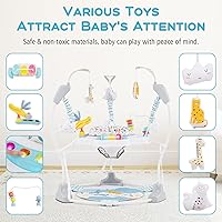 Vista 3 de INFANS Centro de actividades para bebés, centro de juego 3 en 1 con música, luces, juguetes interactivos, asiento giratorio de 360°, 3 alturas Azul