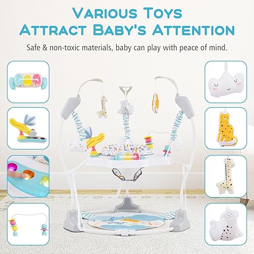 Miniatura 3 de INFANS Centro de actividades para bebés, centro de juego 3 en 1 con música, luces, juguetes interactivos, asiento giratorio de 360, 3 alturas