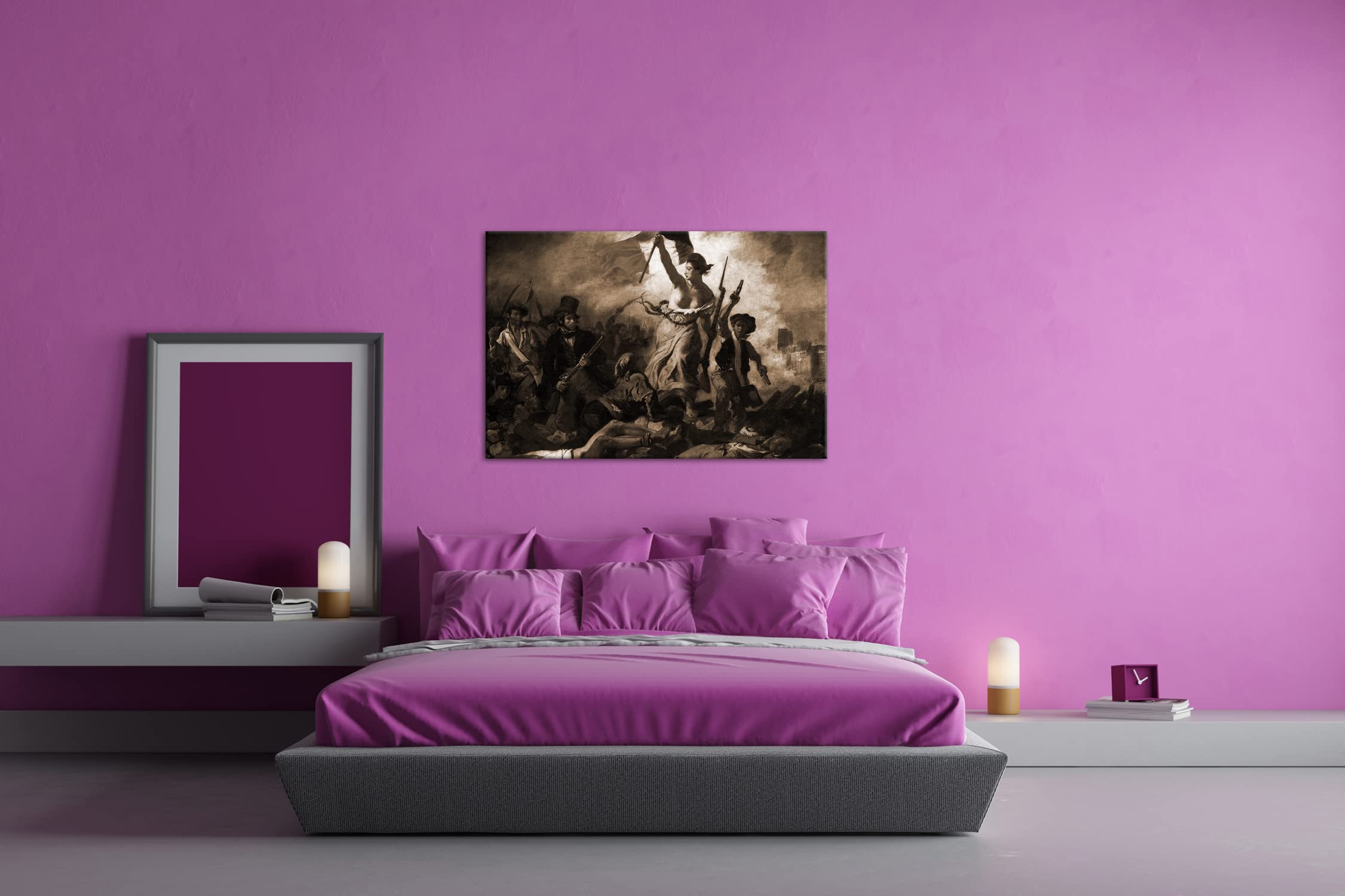 Revolution française Format : 120 x 80 cm - Effet : Sepia sur toile - Motif encadré sur un cadre en bois véritable - Impression numérique de qualité supérieure - Pas de poster ni d'affiche
