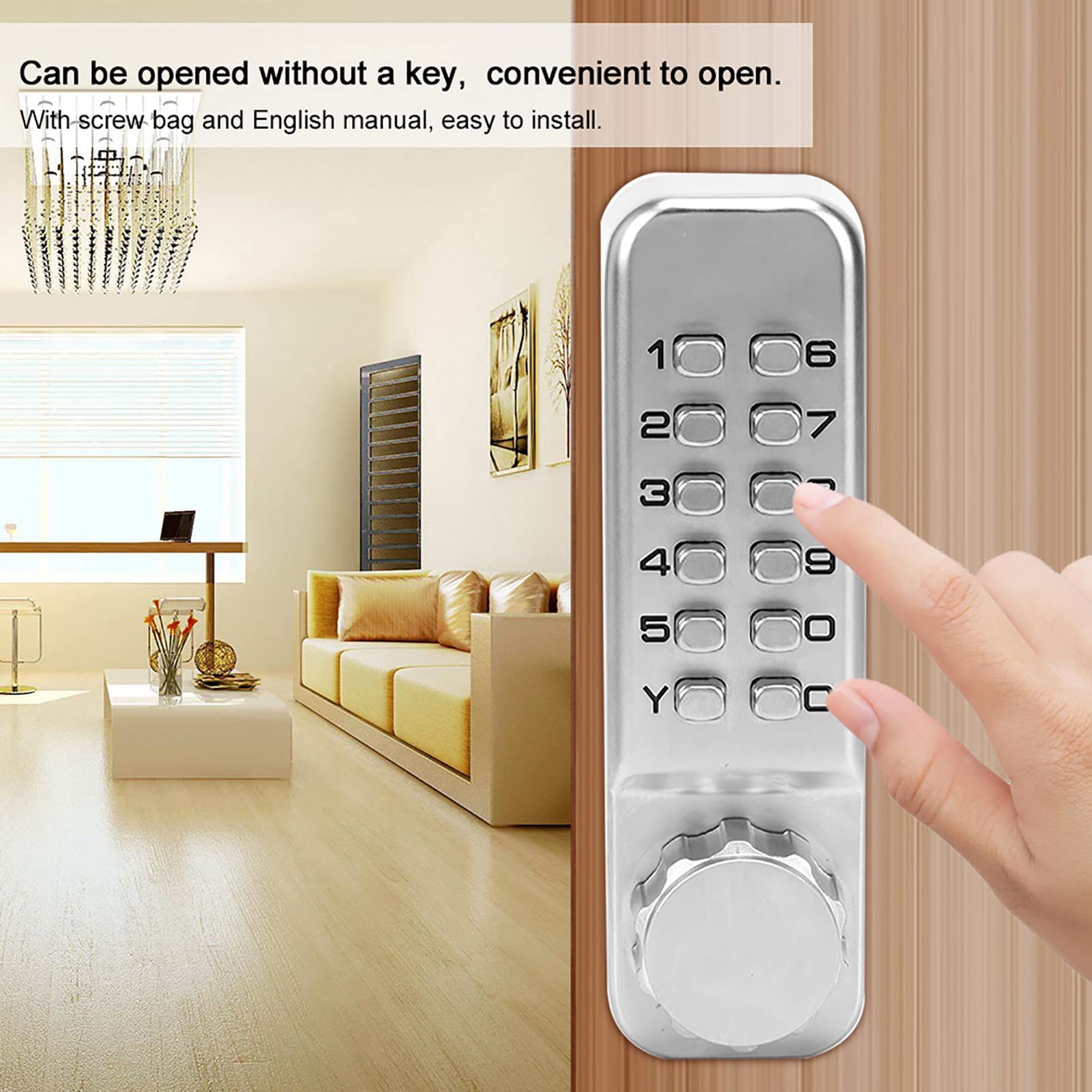 Sorandy Cerradura de Puerta Mecánica sin Llave para Entrada a Casa, Hotel, Oficina, Estudio, Juego de Cerradura de Puerta Digital Mecánica de Aleación de Zinc, Combinación de Contraseña de