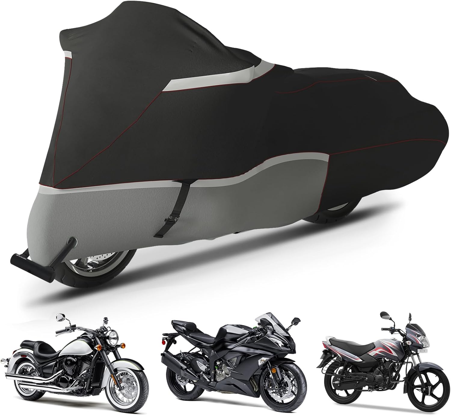 Motorcycle Cover 800D Waterproof for Touring Models Harley Davidson Nightster,Sportster, Fat Boy Indoor & Outdoor Storage Gray Motorcycle Cover 800D Waterproof for Touring Models Harley Davidson Nightster,Sportster, Fat Boy Indoor & Outdoor Storage Gray