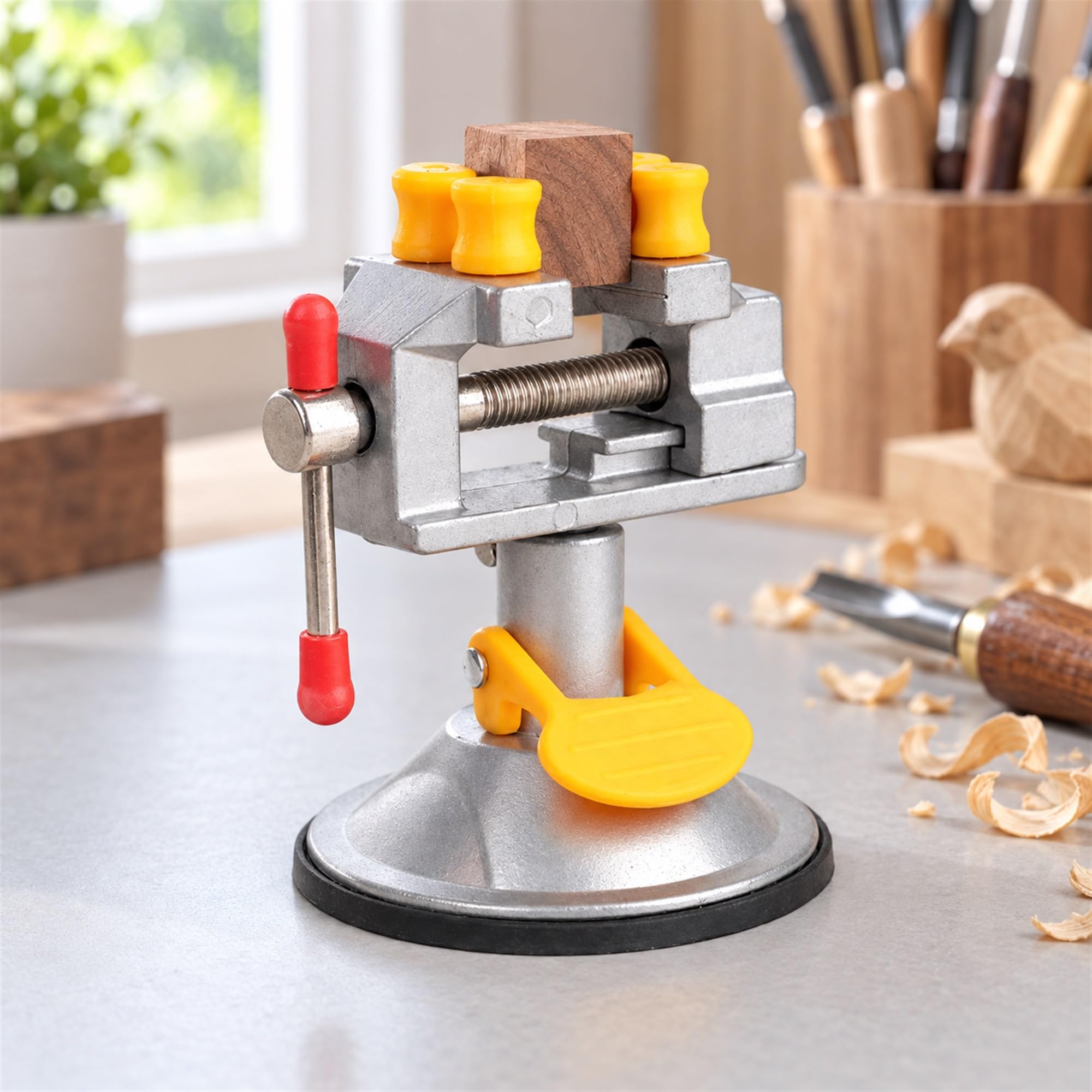 Aluminum Alloy Suction Base Bench Vise, Workpiece Holding Tool for Woodworking, Craft Assembly and Small Repairs