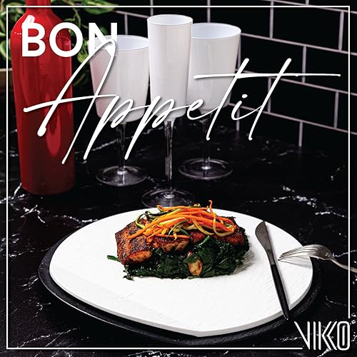 Miniatura 2 de Vikko Platos redondos para cena, juego de 6 elegantes platos blancos con borde elevado y superficie texturizada, vajilla elegante de 11.25 pulgadas