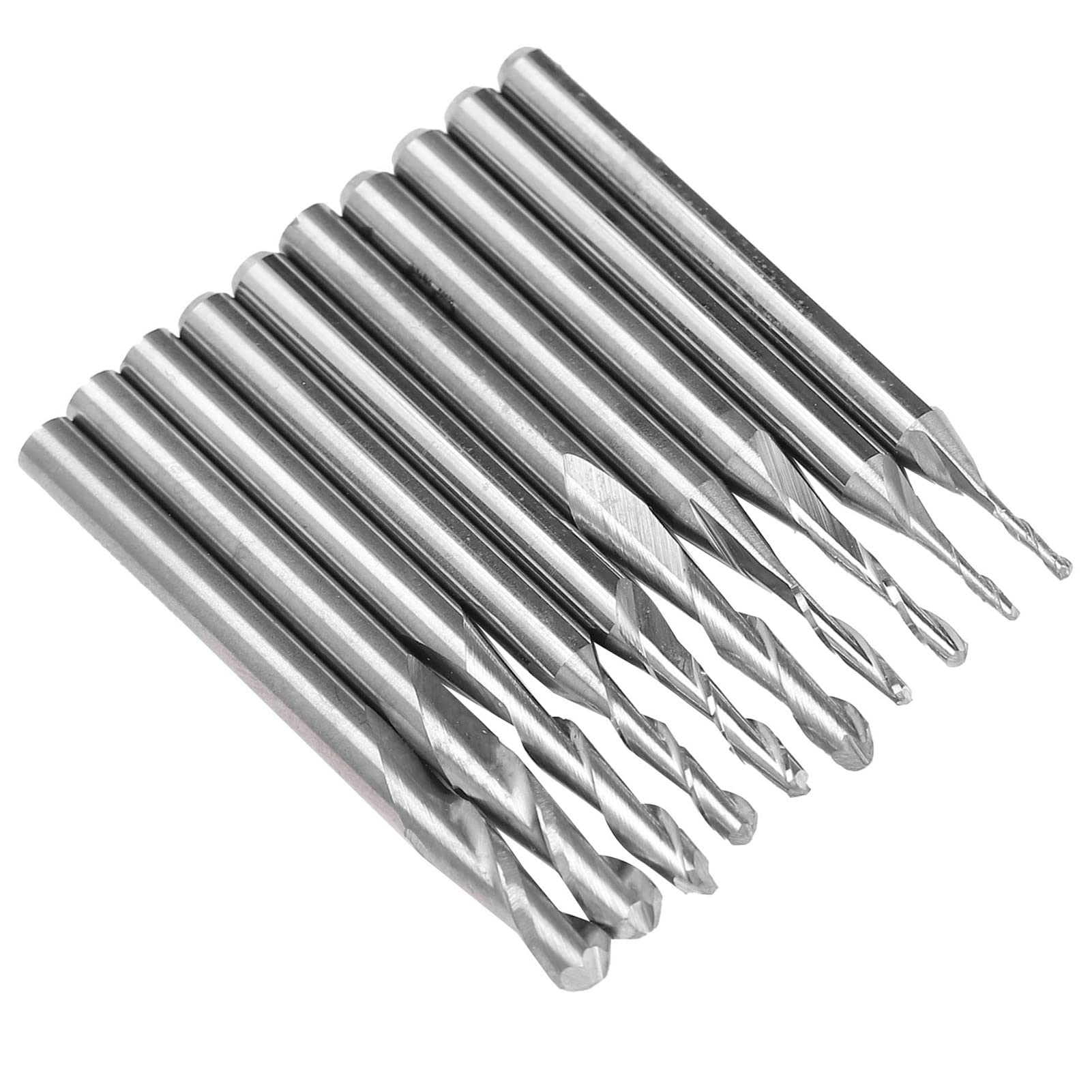 Zestaw Frezów Trzpieniowych Spiralnych 3,175 Mm, 10 szt., Frezy CNC ze Stali Wolframowej do Grawerowania, pasują do Trzpienia 3,175 Mm, Kompatybilne z Marmurem z Drewna Akrylowego i PCV