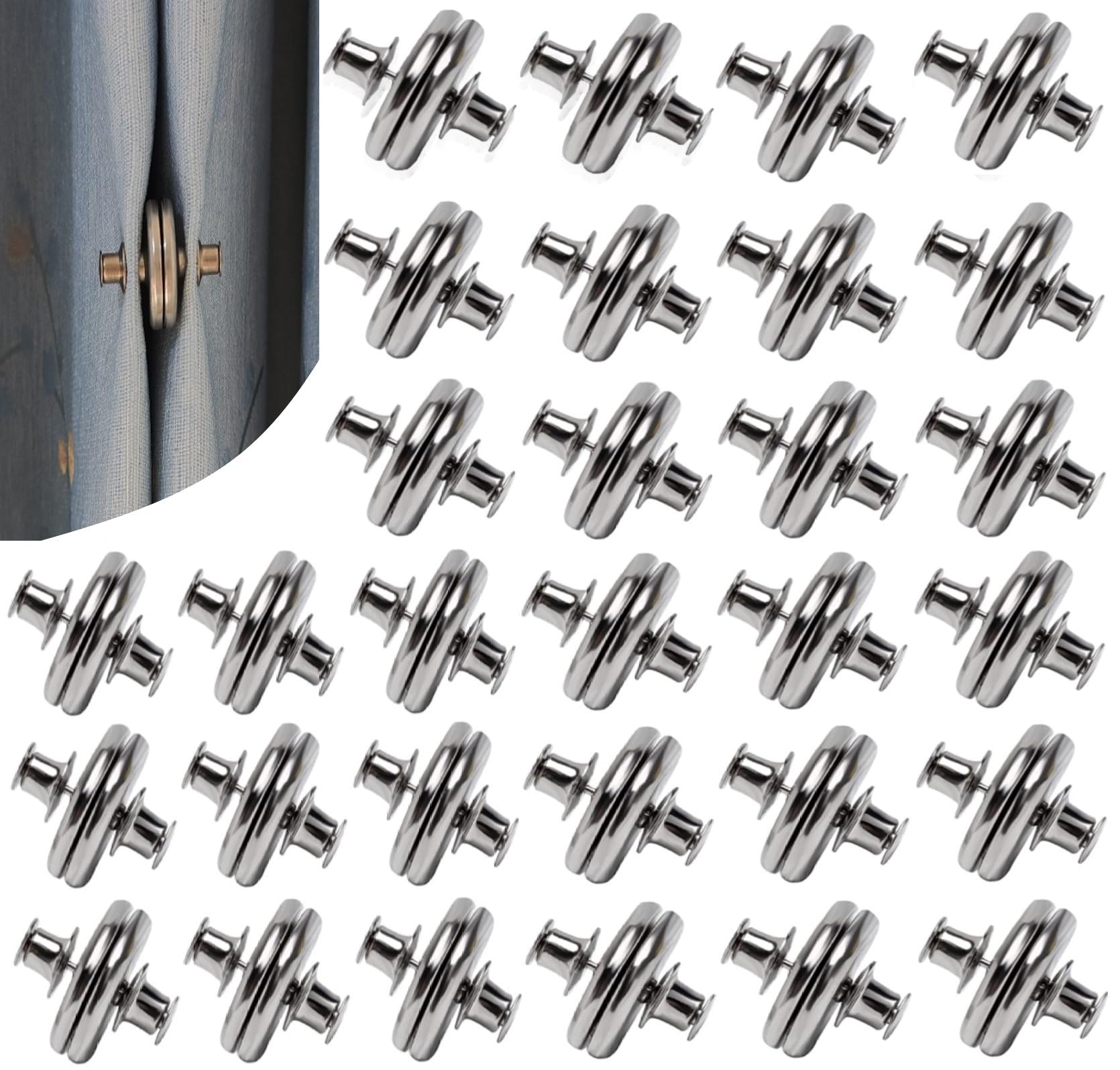 Photo 1 of 30 Pairs Curtain Magnets Closure, Magnetic Curtain Clips for Indoor Outdoor Curtains Prevent Light Leaking, Strong Curtain Weights Magnets for Pergola Patio Gazebo Cabana