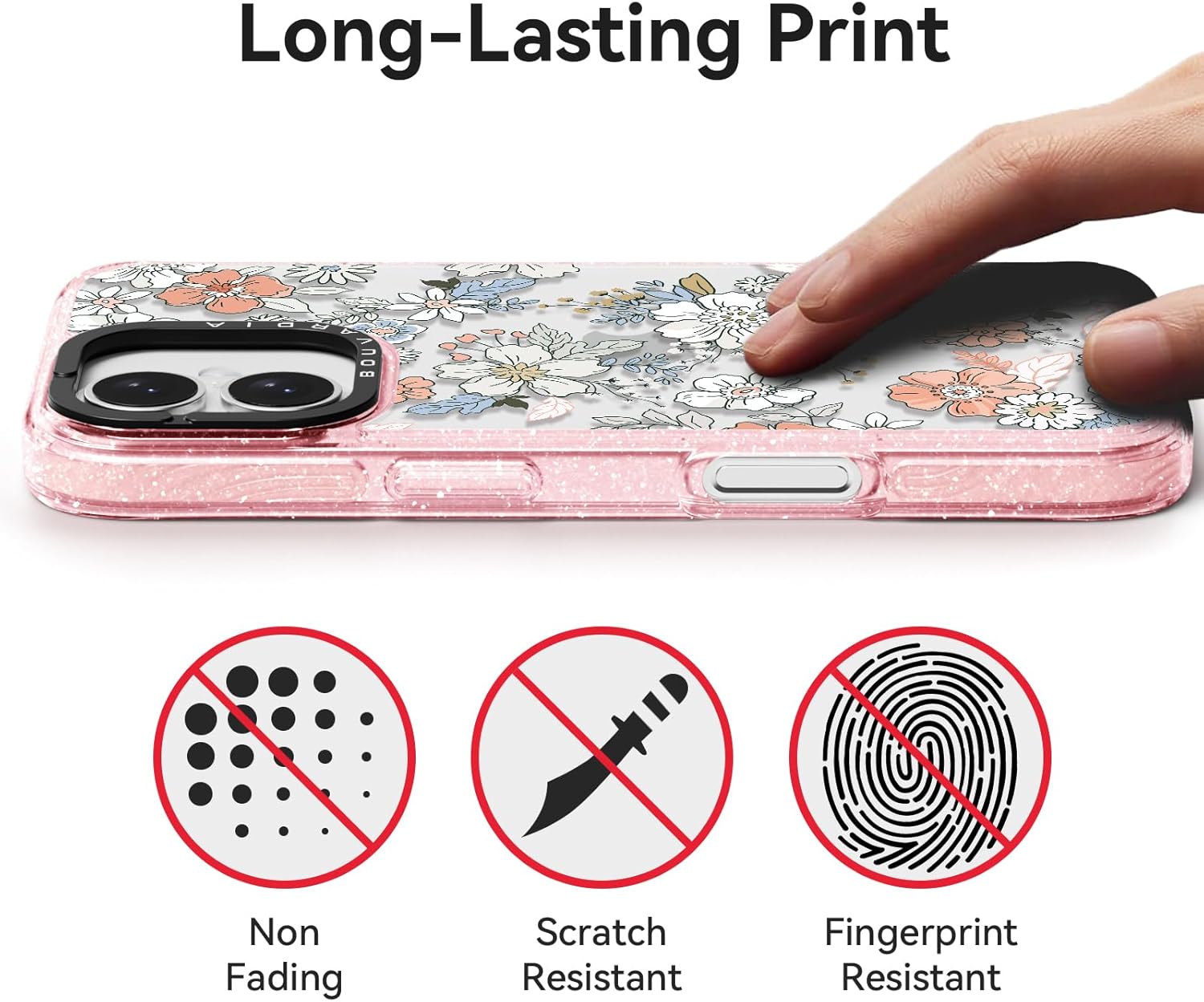 Bouvardia for iPhone 16 Case, Cute Design for Women & Girls, Protective & Aesthetic, Floral Theme - Flowers in Bloom (Pink Bumper) - Image 4