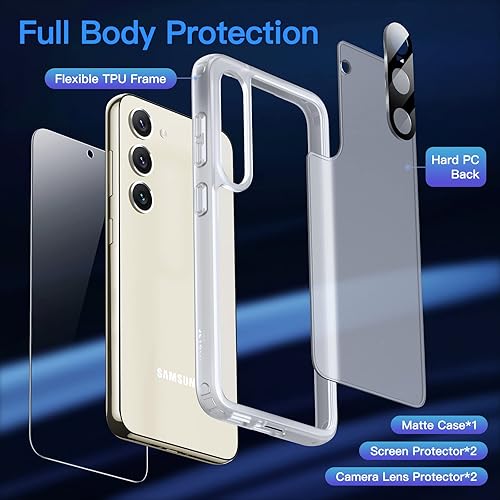 Miniatura 9 de JETech Funda 5 en 1 mate para Samsung Galaxy S23 5G de 6.1 pulgadas con 2 protectores de pantalla y protector de lente de cámara, funda protectora