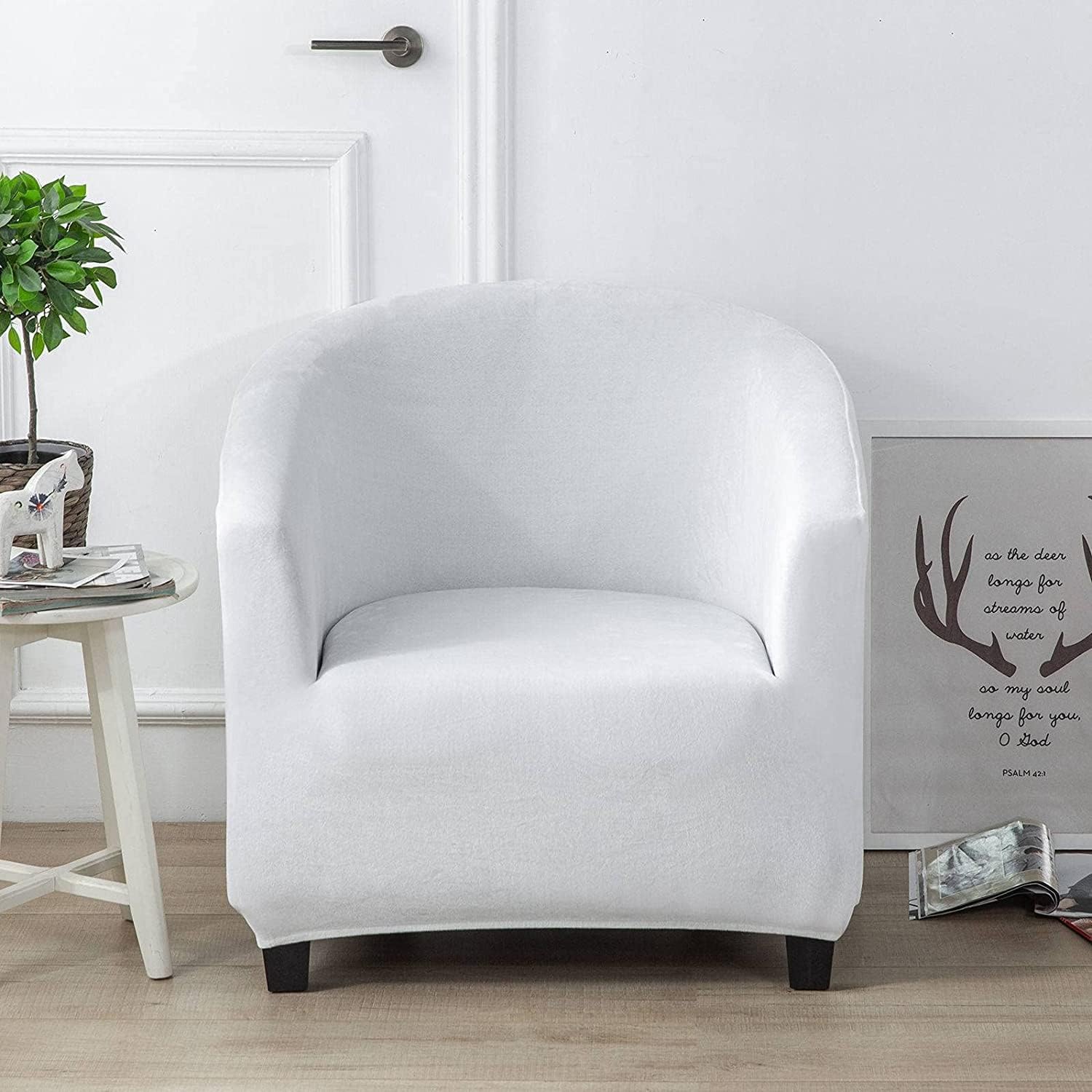 Stretch Armchair Cover Club Chair Slipcover 1 Piece Velvet Tub Chair Covers Non Slip Elastic Sofa Cover Armchair Slipcovers Furniture Protector for Living Room (J 1 PCS)