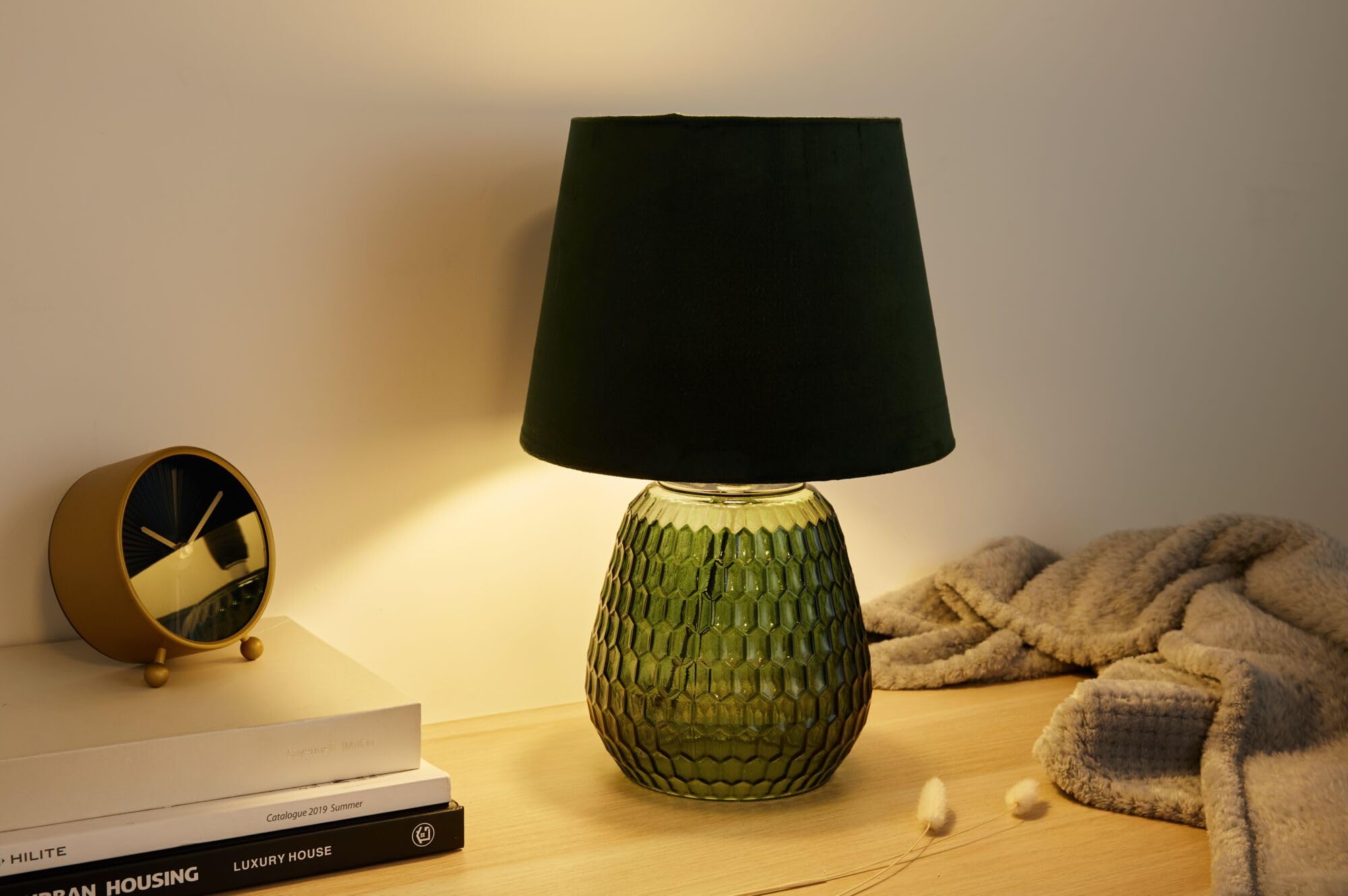 Pauleen Crystal Velours 48157 Paralume Velluto Lampada da Tavolo Max. 40W E14 Verde 230V Vetro/Tessuto